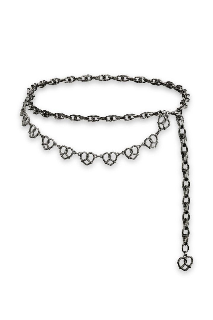 Alpenflüstern Dirndlschürze Kettengürtel - BREZE & HERZ - gold, schwarz, silber