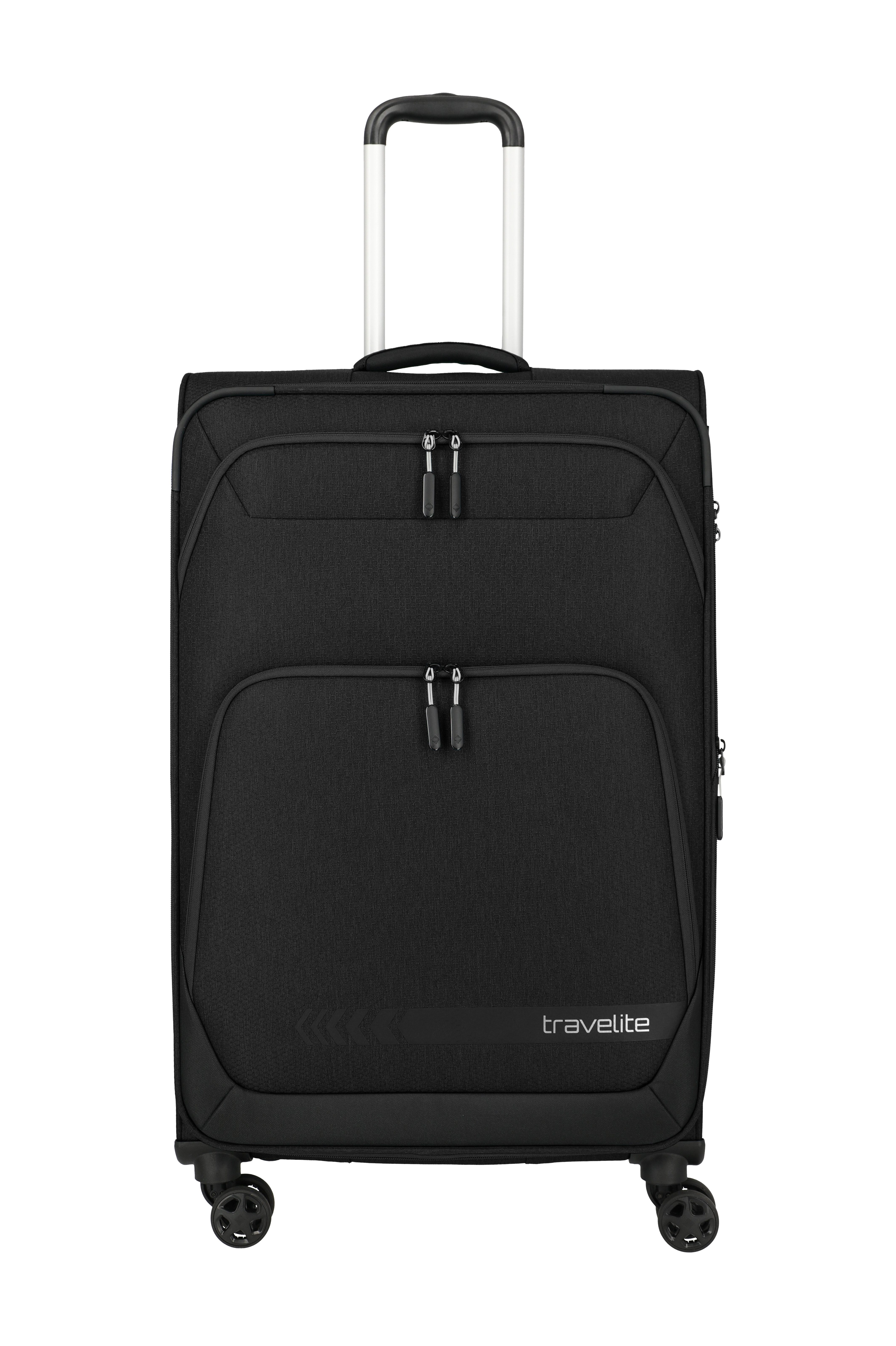 travelite Trolley KICK OFF Reisekoffer, 4 Rollen, 4 Doppelrollen, Außentaschen und Packgurte – leicht und robust