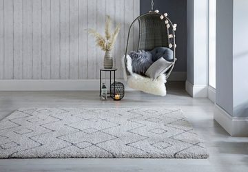 Hochflor-Teppich Imari, FLAIR RUGS, rechteckig, Höhe: 30 mm, Berber Optik, Boho, Rauten Muster