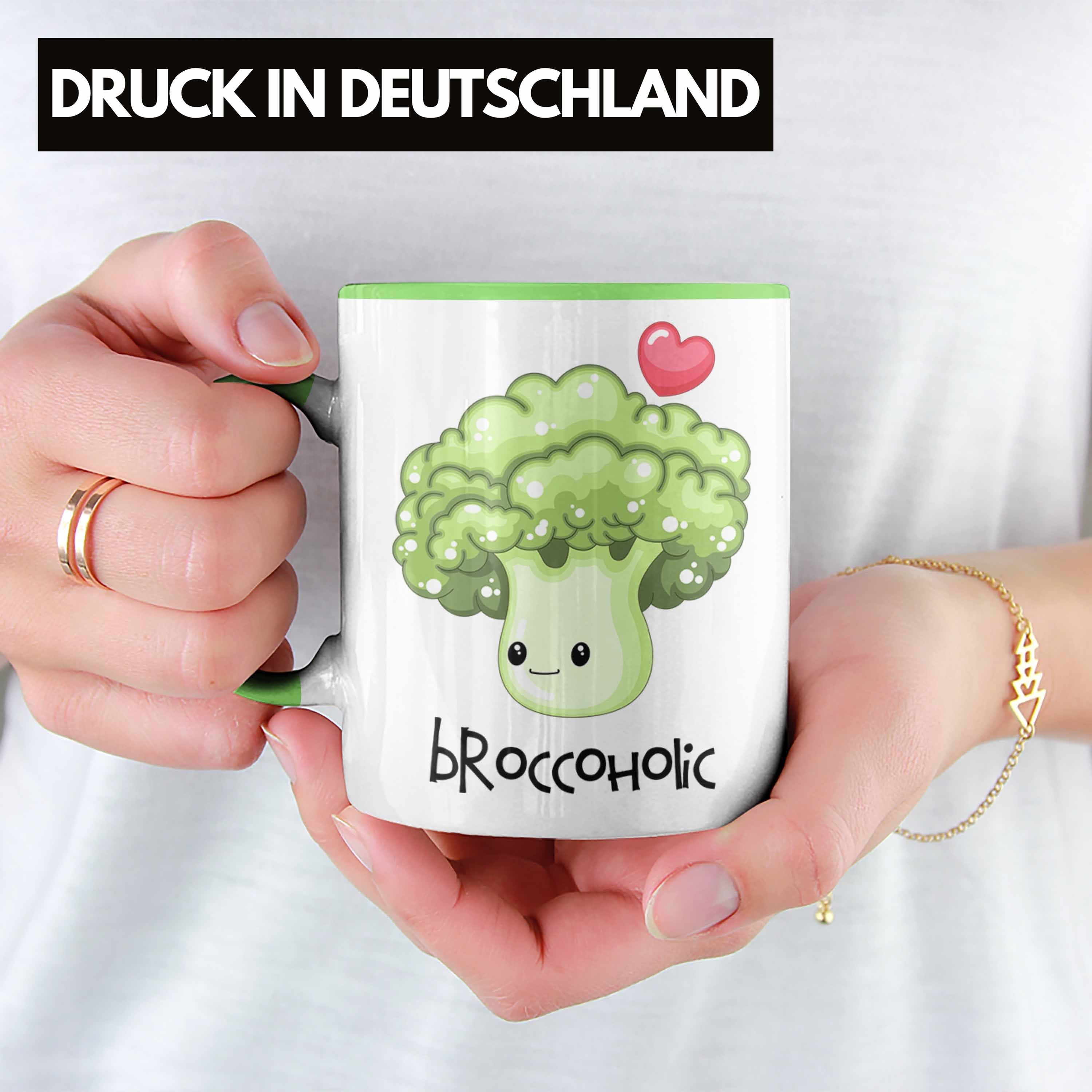 "Broccoholic" für Grün Tasse Witziges Geschenk Trendation Broccoli-Tasse Gemüseliebh Lustige