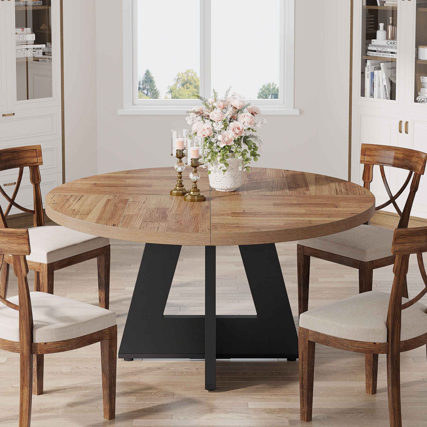 Tribesigns Esstisch Runder Esstisch, Küchentisch für Esszimmer Wohnzimmer, 120 cm