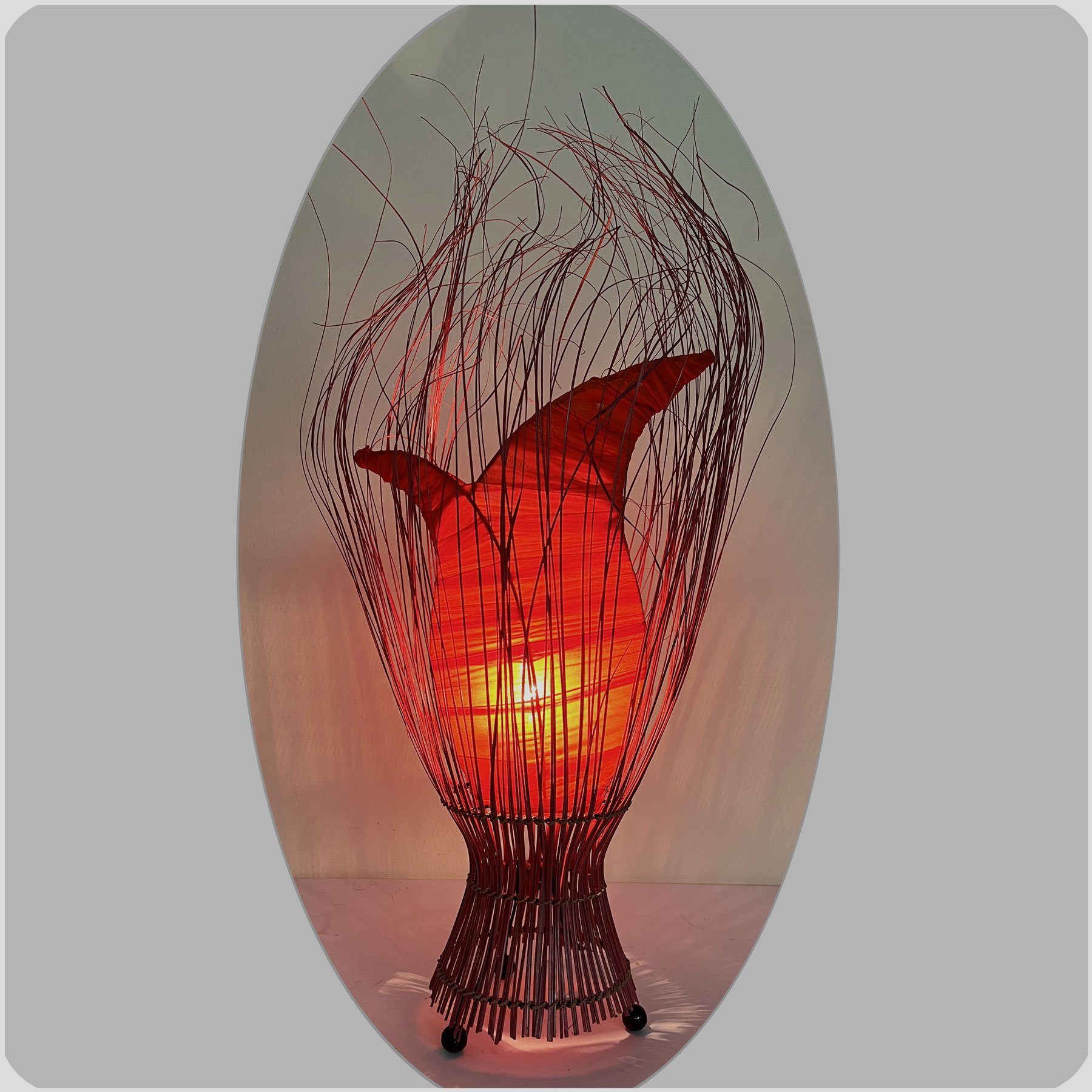 60 SIMANDRA Stehlampe Tulpe cm, Warmweiß, Leuchtmittel, ohne Rot Dekolicht, Bali-Design