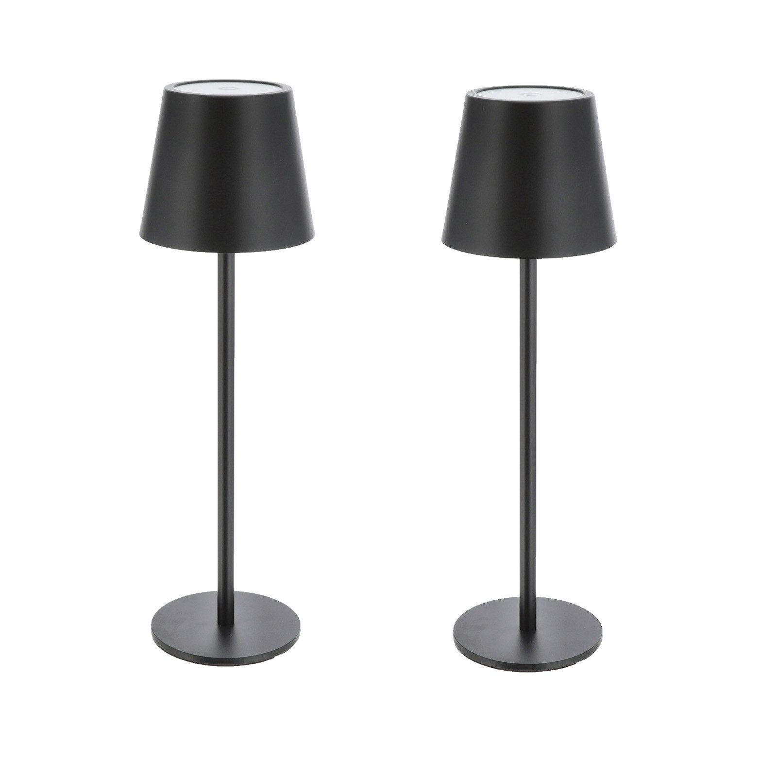 LED Nachttischlampe 2x XL Metall Akku Tischleuchte Schwarz Schreibtischlampe Tischlampe