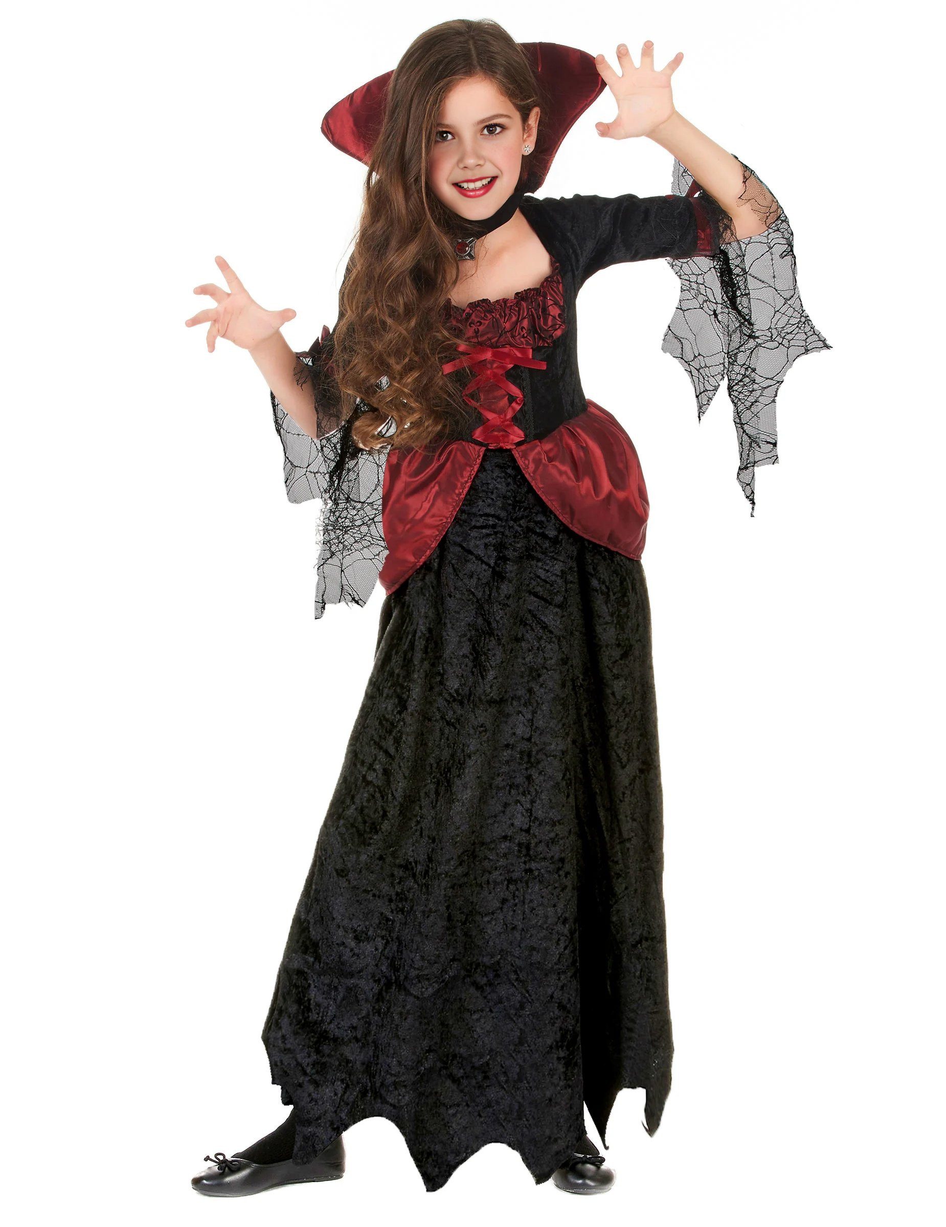 Kostüm Edle Vampirin Halloween Kinderkostüm schwarz-rot