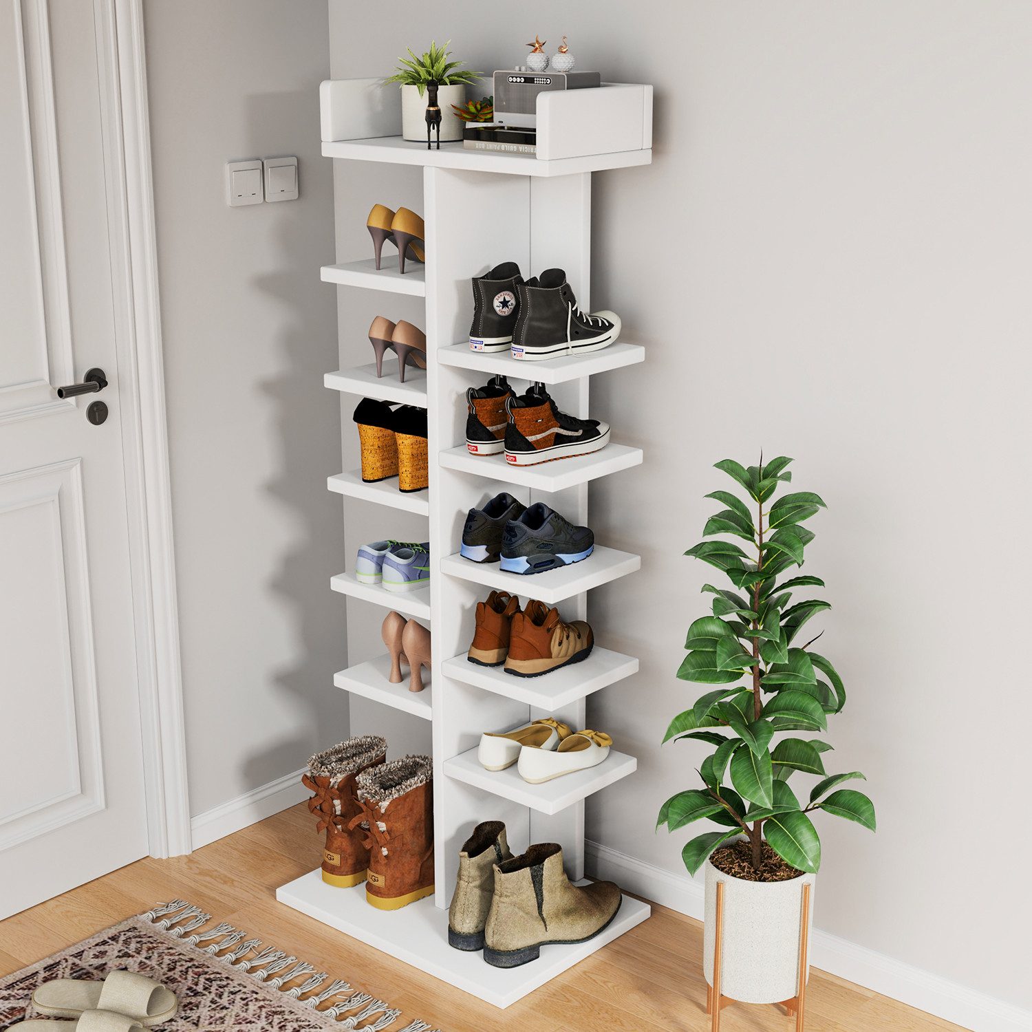 oyajia Schuhregal mit 12 Ebenen, Schuhregal schmal platzsparend, für Eingangsbereich