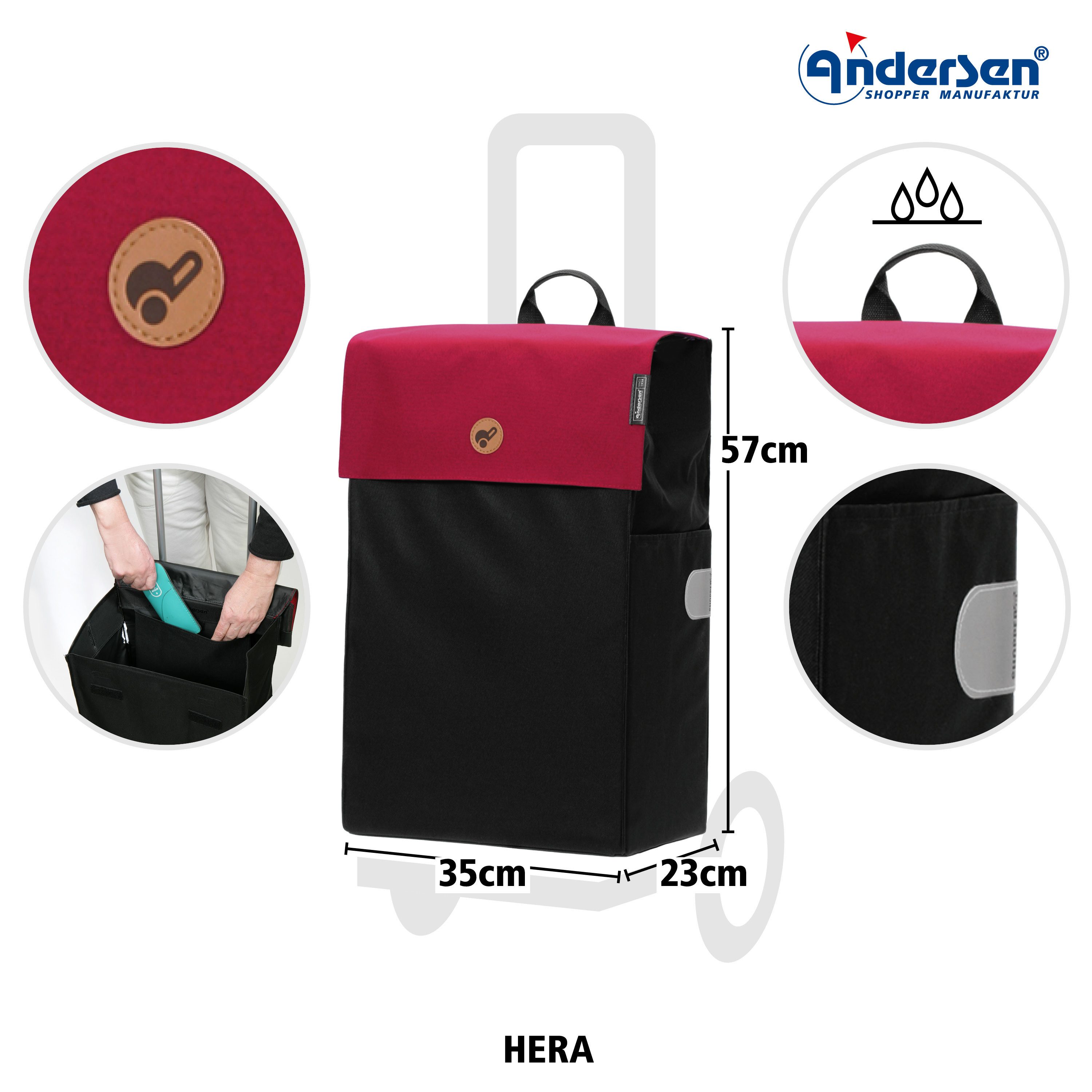 Andersen Einkaufstrolley Tasche Hera rot, wasserabweisend günstig online kaufen