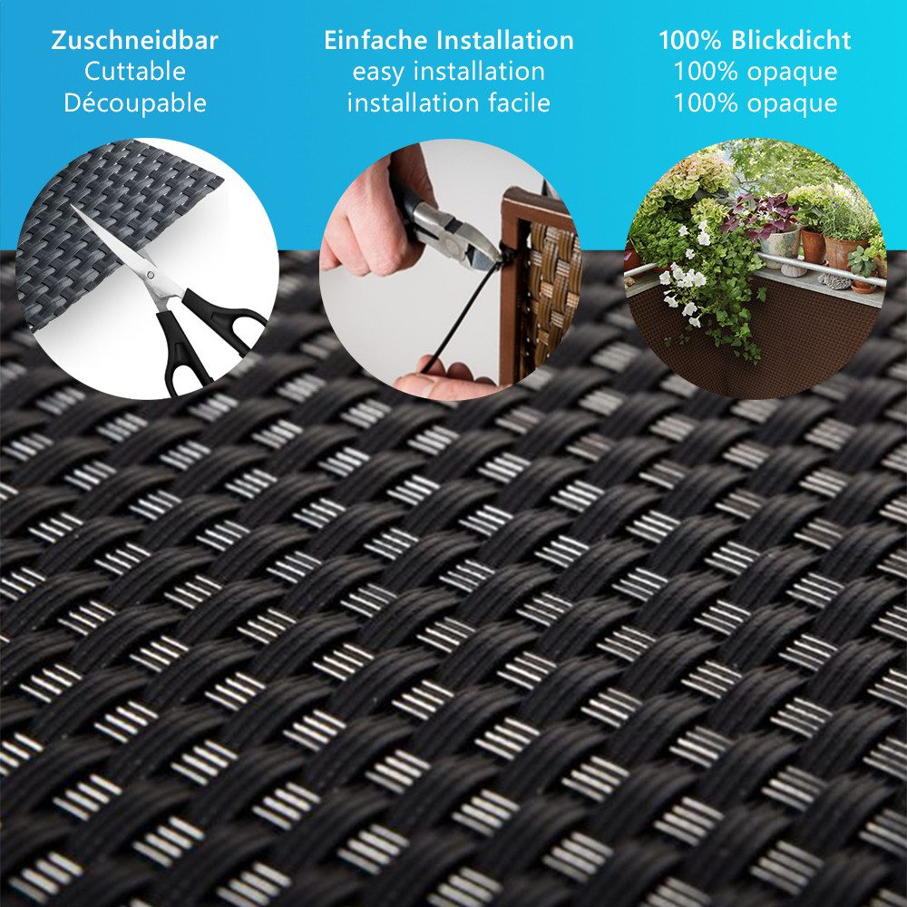 NYVI Balkonsichtschutz Polyrattan Balkon Sichtschutz Privafence Balkonbespannung (1-St) UV-fest, Witterungsbeständig, 100% Blickdicht - Balkonumspannung – Bild 3 von 5