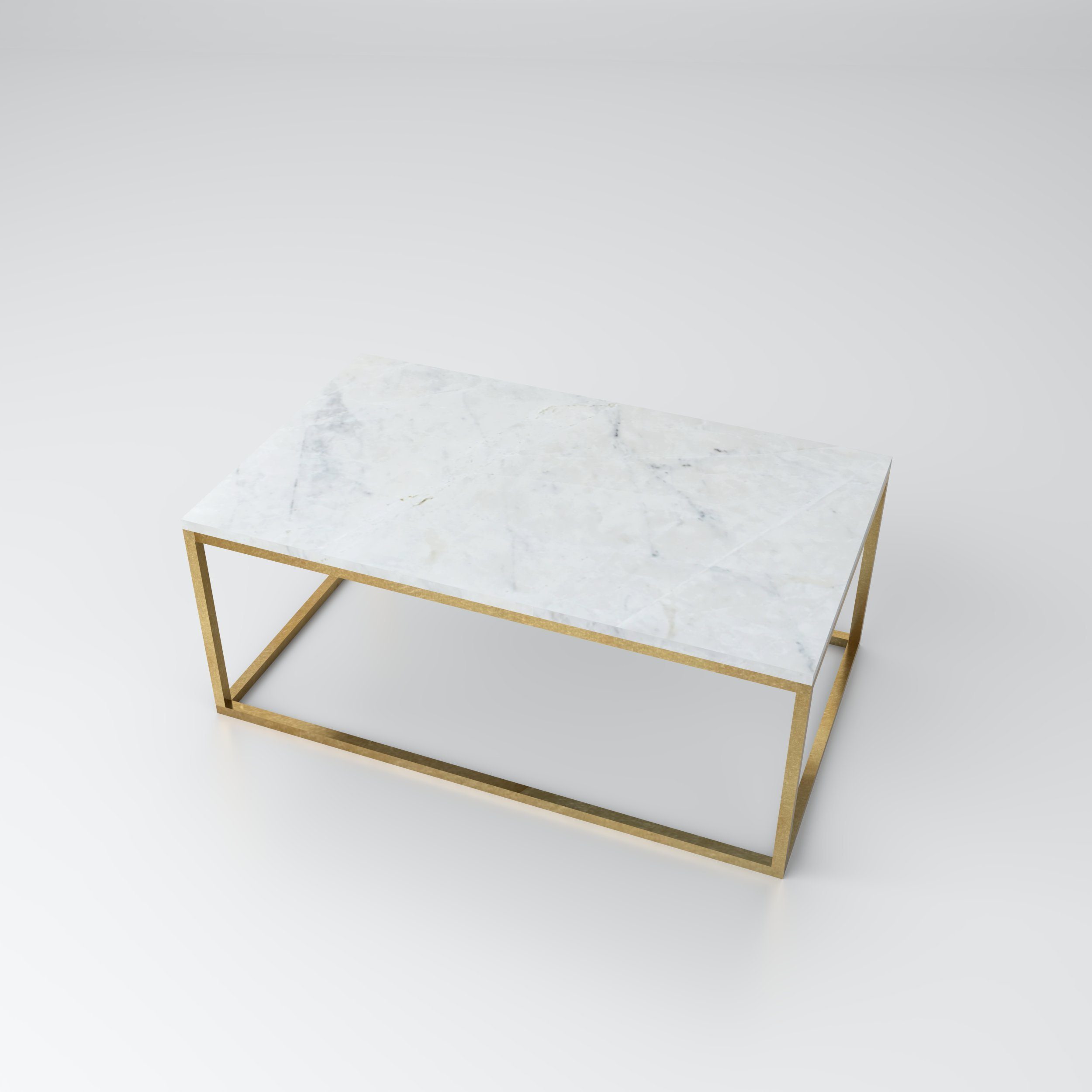 Enzo Couchtisch Stone | D'arte Bianco Marmor hochwertigem rechteckiger gold aus PIRLO Couchtisch