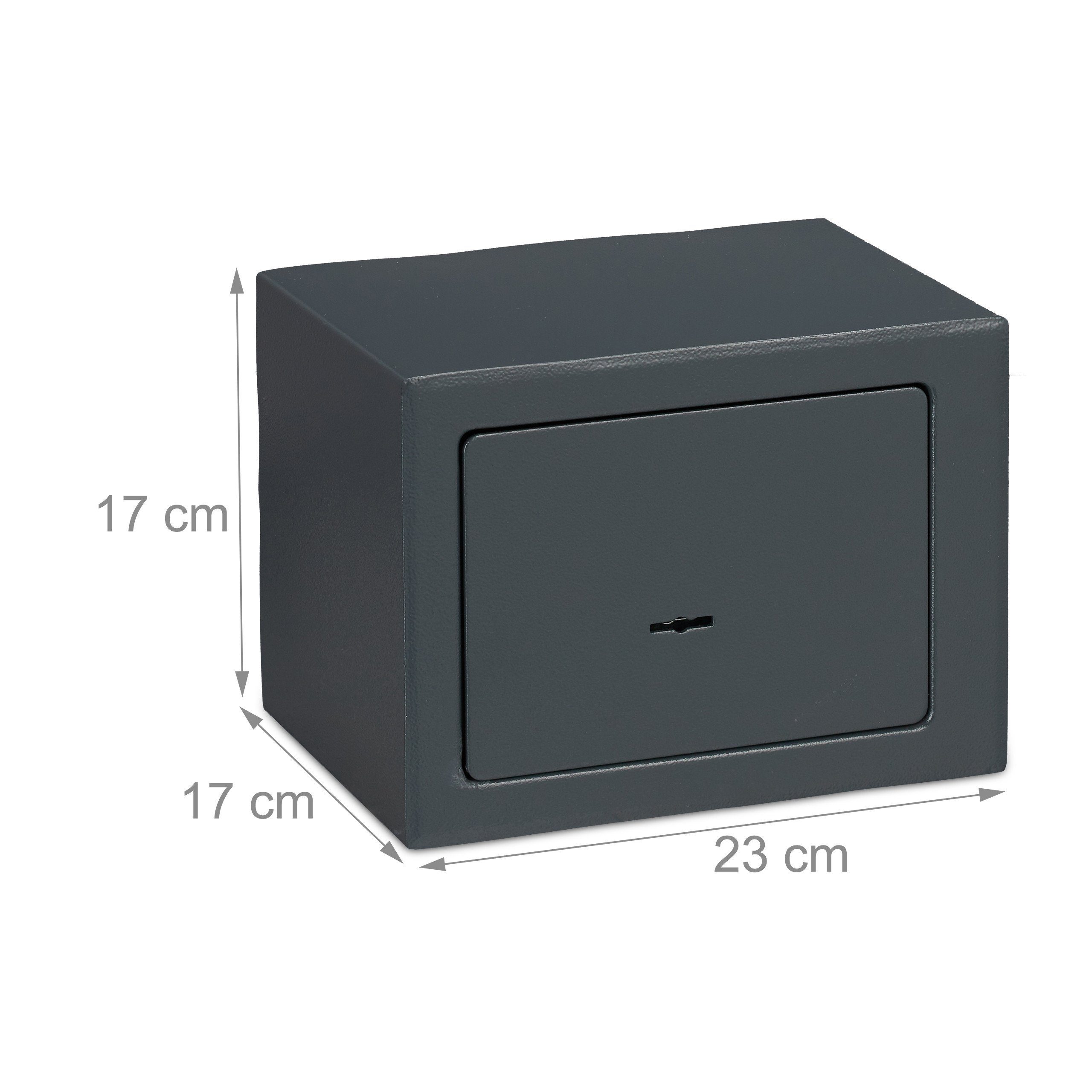 relaxdays Möbeltresor 2x Möbeltresor mit Schlüssel dunkelgrau