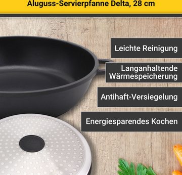 Krüger Servierpfanne Aluguss Servierpfanne DELTA, 28 cm, Aluminiumguss (1-tlg), für Induktions-Kochfelder geeignet