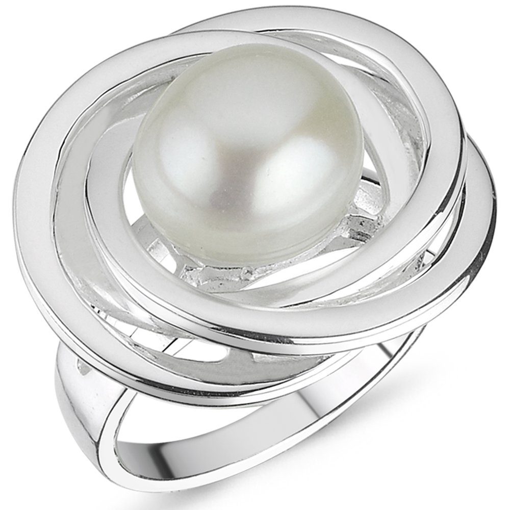 Vinani Silberring, Vinani Design Ring Süßwasserperle Spirale glänzend 925  Sterling Silber Perle Größe 64 (20,4) 2RLT
