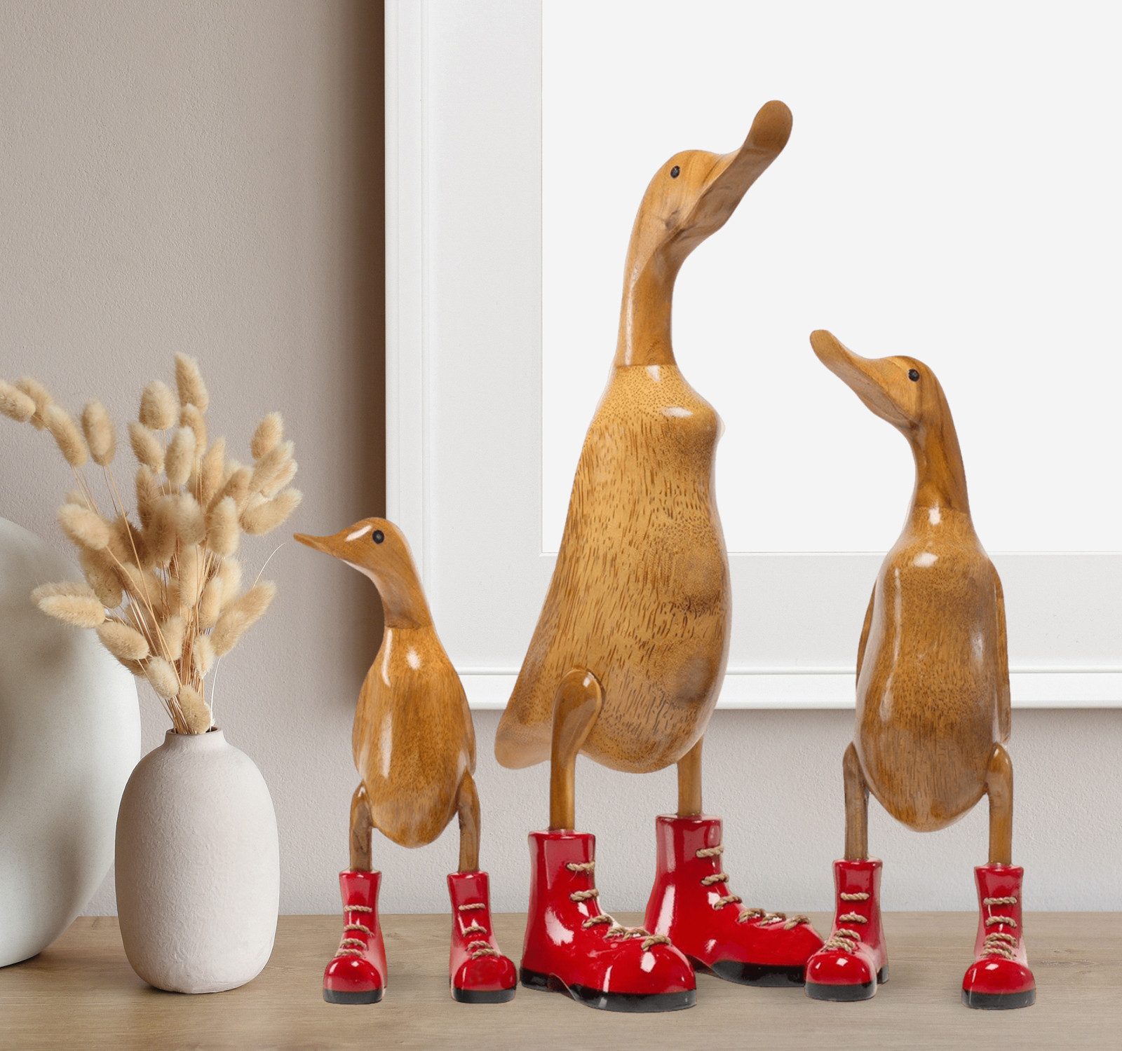 Rikmani Dekofigur Holzfigur Ente, Handgefertigte Dekoration günstig online kaufen