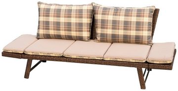 MERXX Gartenbank Daybed Rattan, BxTxH: 172x64x78 cm, mit Auflage und Rückenkissen