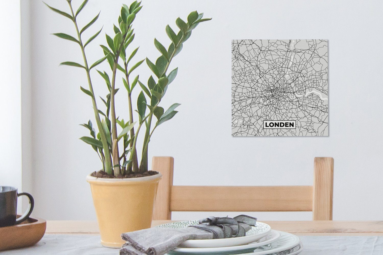 Leinwand (1 Schlafzimmer - - Karte, Wohnzimmer Bilder St), London Weiß OneMillionCanvasses® und für - Stadtplan Schwarz Leinwandbild