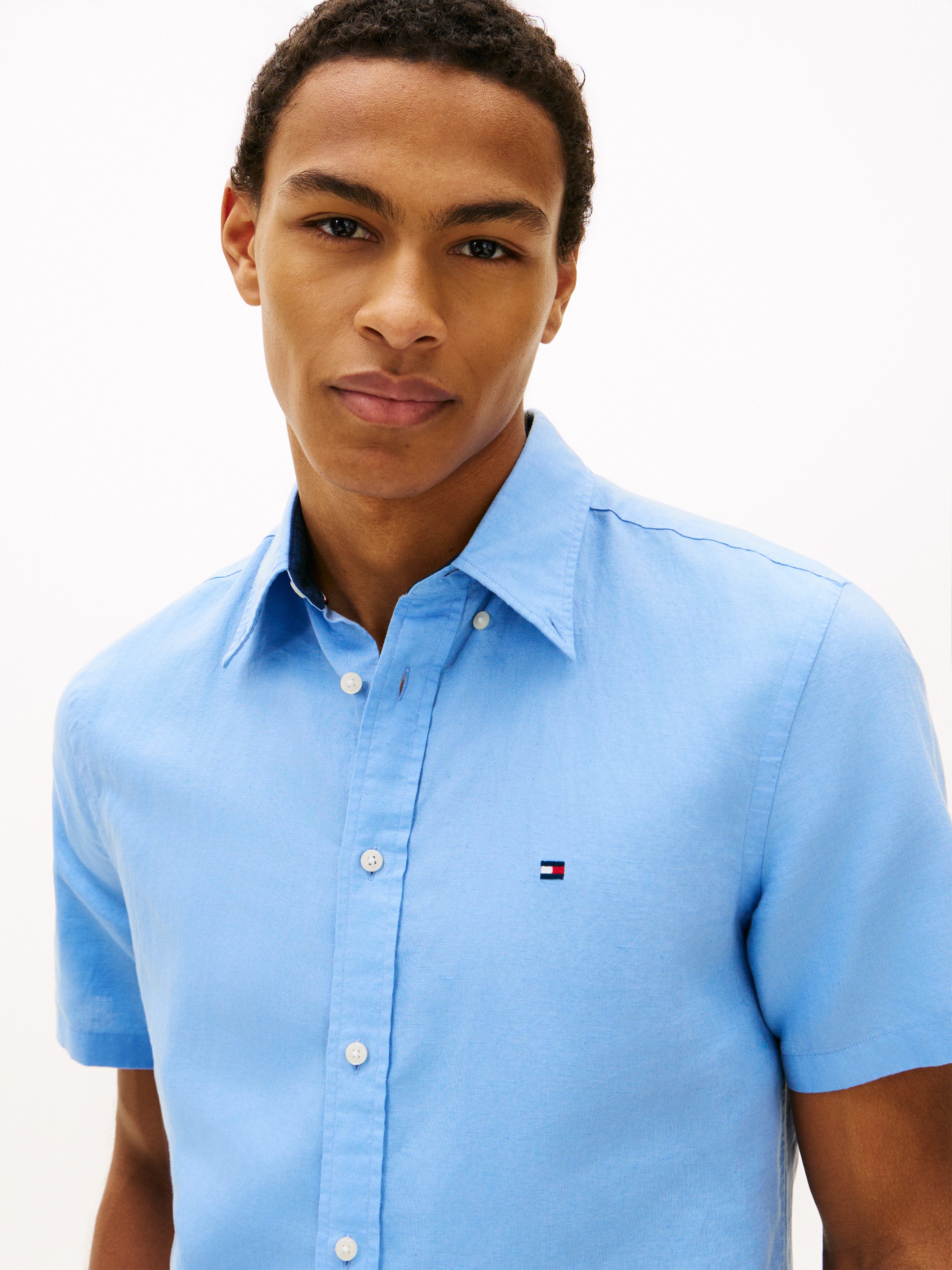Tommy Hilfiger Kurzarmhemd LINEN BLEND SOLID
