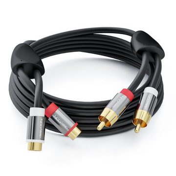 deleyCON deleyCON HQ Cinch Verlängerungs Kabel [3m] 2x RCA Cinch Buchse zu 2x Audio- & Video-Kabel