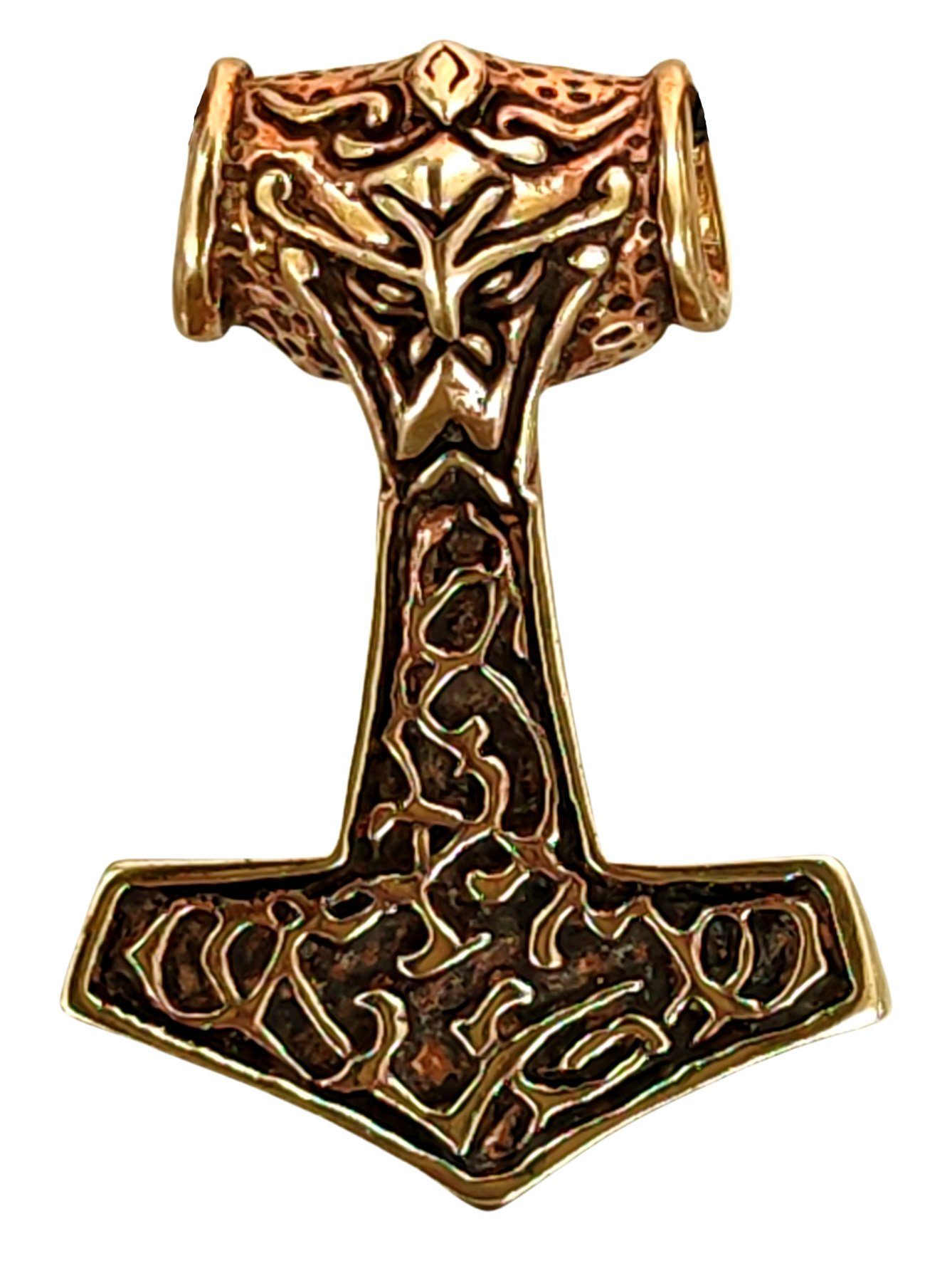 Kettenanhänger Nordisch Wikinger Thorshammer Kiss Bronze of Thoranhänger Thor Leather Mjölnir