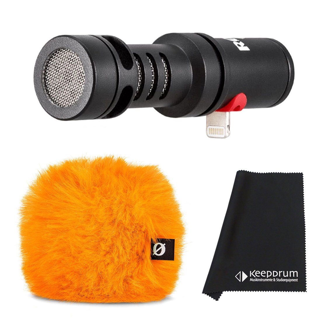 RØDE Mikrofon Rode Videomic Me-L mit Windschutz Orange mit Tuch, Vorteilsset