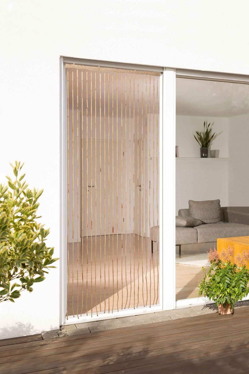 CONACORD Türvorhang Decona Tonkin Dekovorhang beige, Hakenaufhängung, halbtransparent, 90 x 200 cm, Tonkinstäbe - elegant schwingend