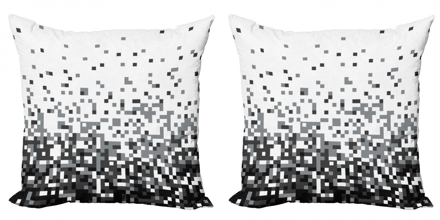 Kissenbezüge Modern Accent Doppelseitiger Digitaldruck, Abakuhaus (2 Stück), Geometrisch Squares Graustufen