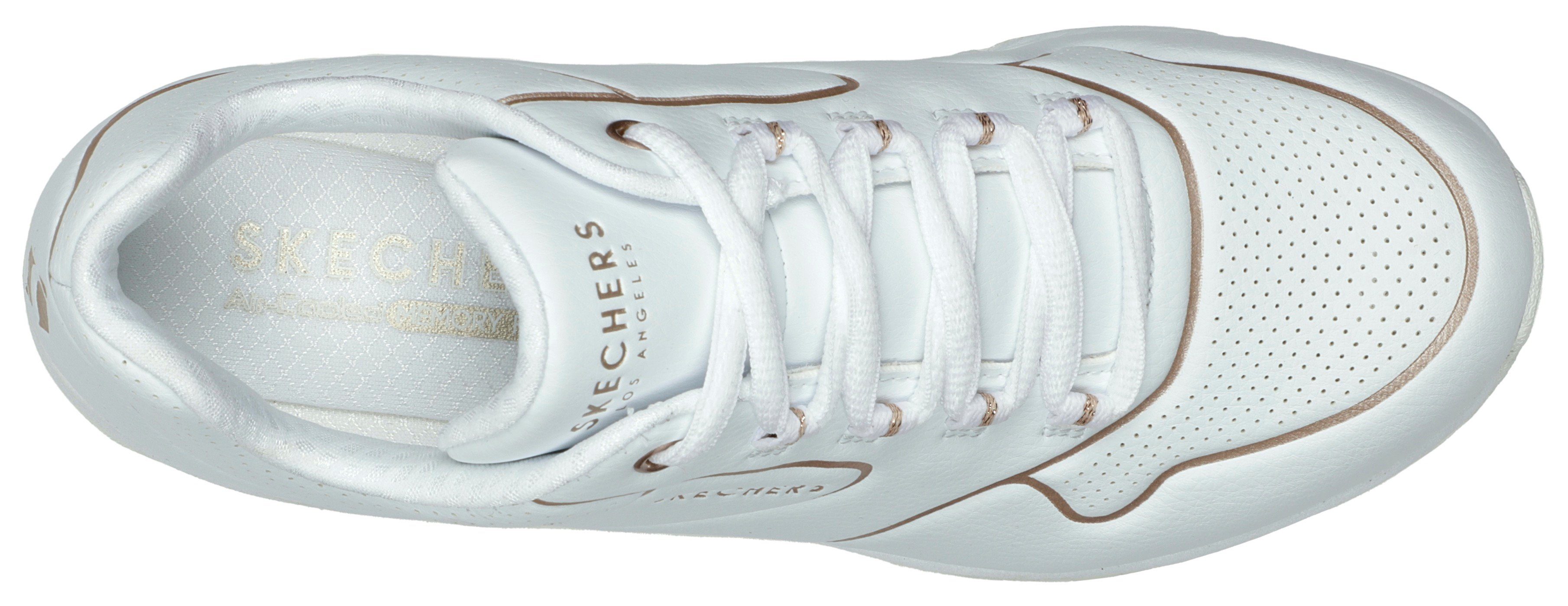 Skechers UNO 2 weiß-goldfarben GOLDEN Metallic-Details TRIM - mit Sneaker