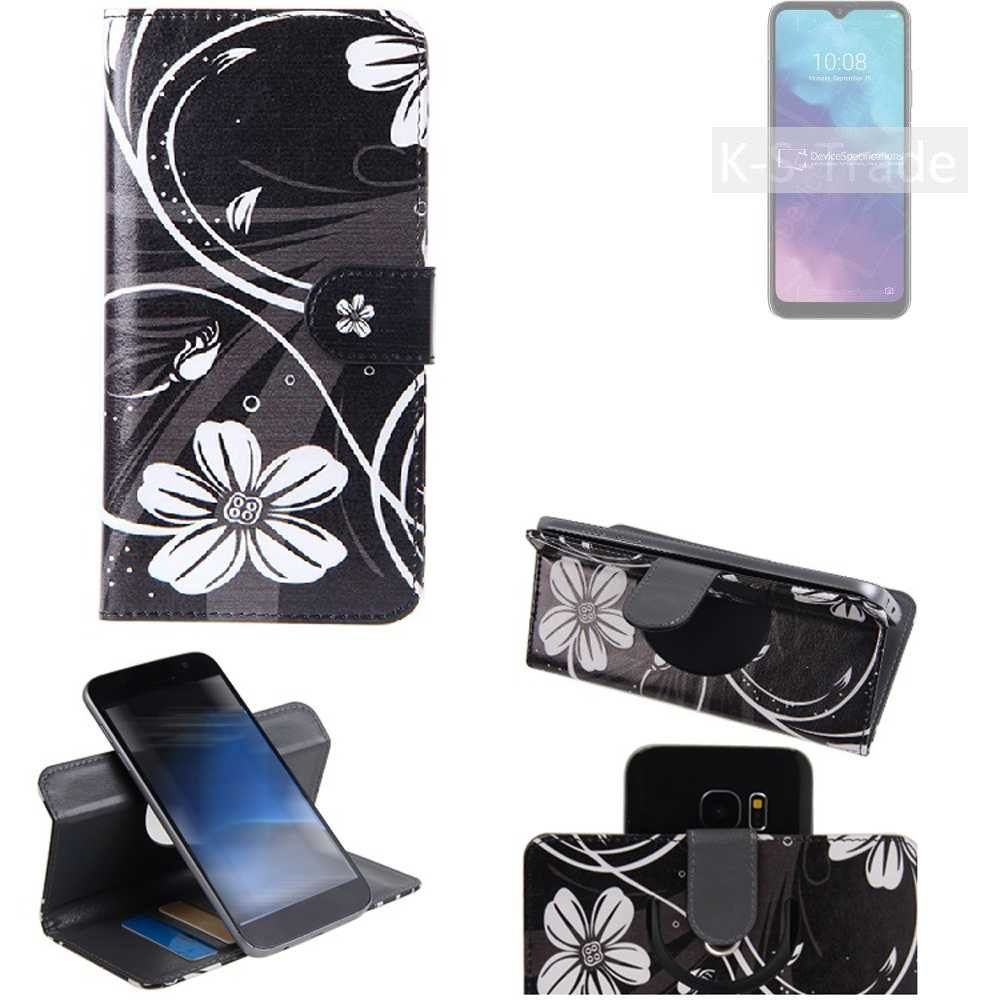 K-S-Trade Handyhülle für ZTE Blade V30 Vita, Schutzhülle Handyhülle Hülle 360° Wallet Case ''Flowers''