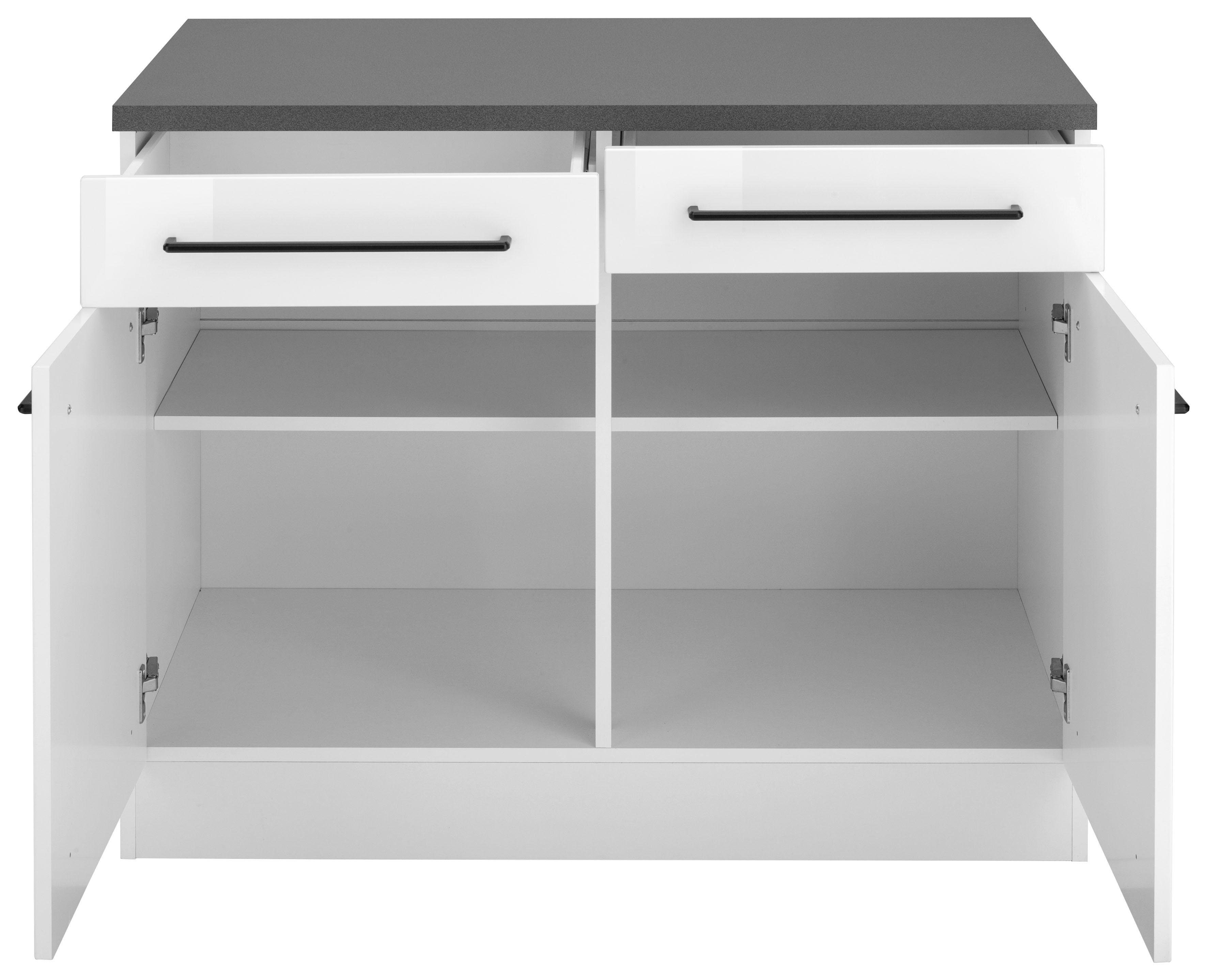 KOCHSTATION Unterschrank KS-Tulsa 100 cm breit, 2 Schubkästen, 2 Türen, schwarzer Metallgriff, MDF Front – Bild 3 von 5