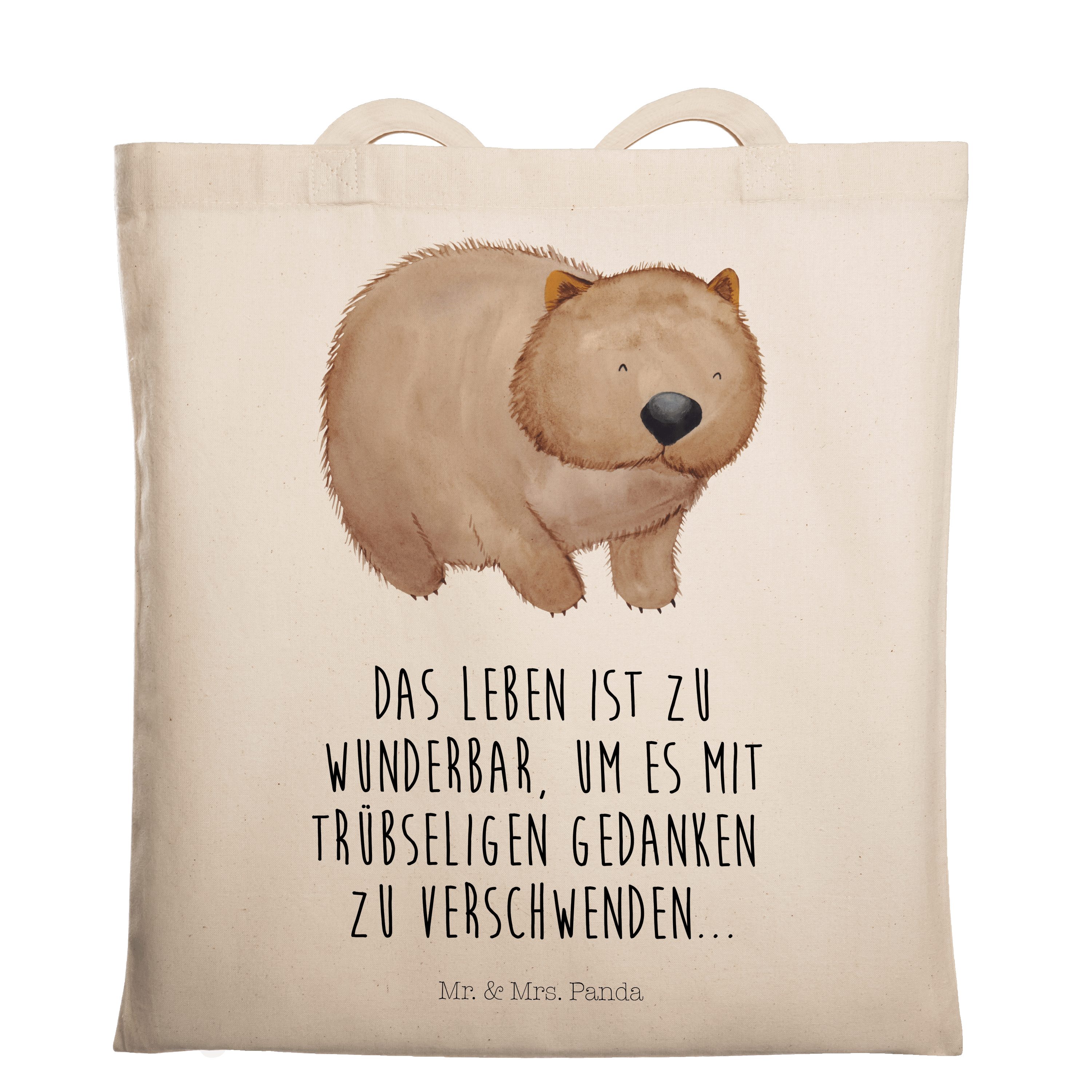 Mr. & Tragetasche Mrs. Transparent Panda Tiere, Wombat - - Beuteltasche, Geschenk, Einkaufstasche, (1-tlg)