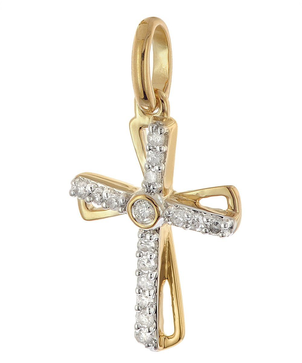 Glizz Kette mit Anhänger mit Diamant-Kreuz Gold 333/8K günstig online kaufen