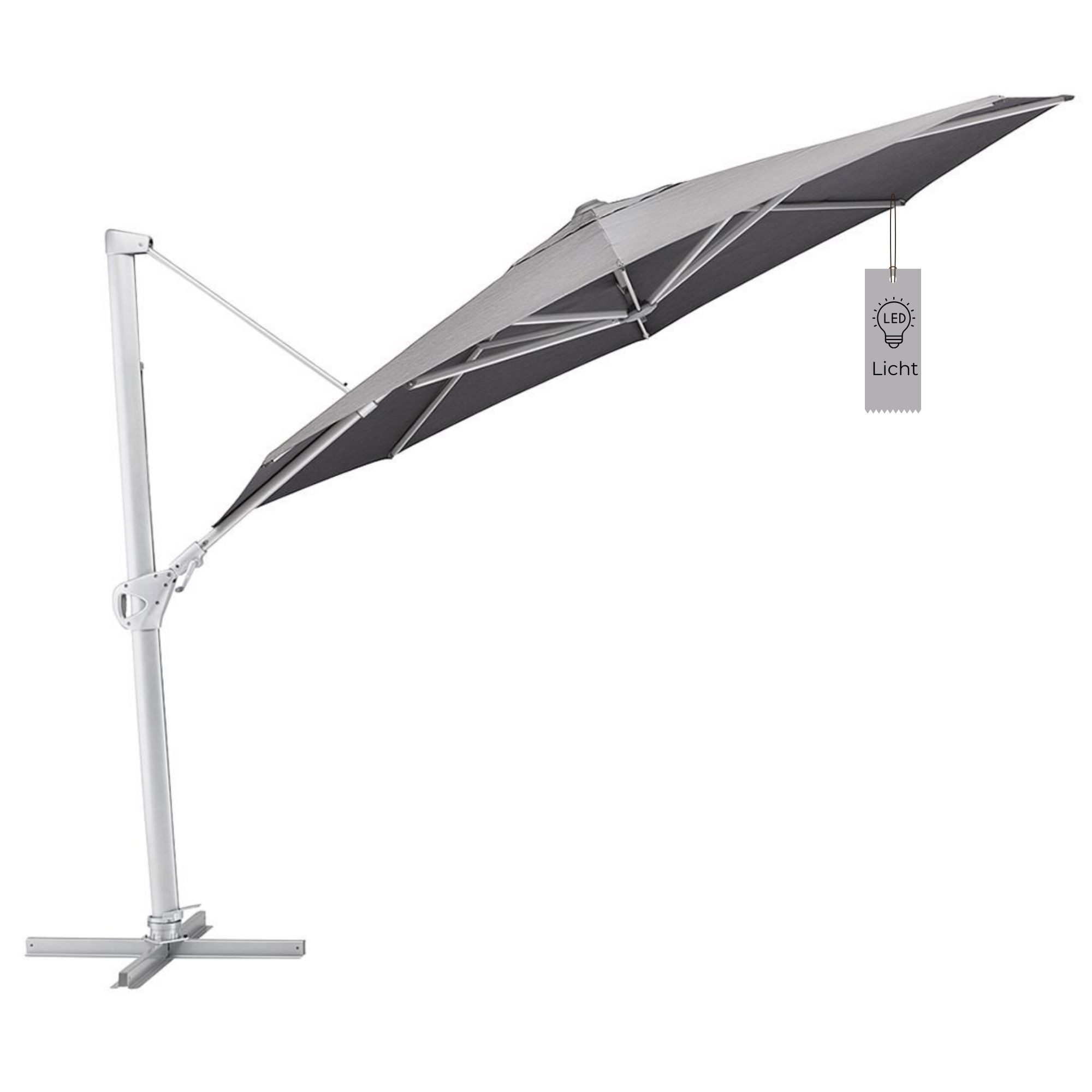 KETTLER Ampelschirm Kettler Ampelschirm LED 350 Sonnenschirm rund silber /charcoal