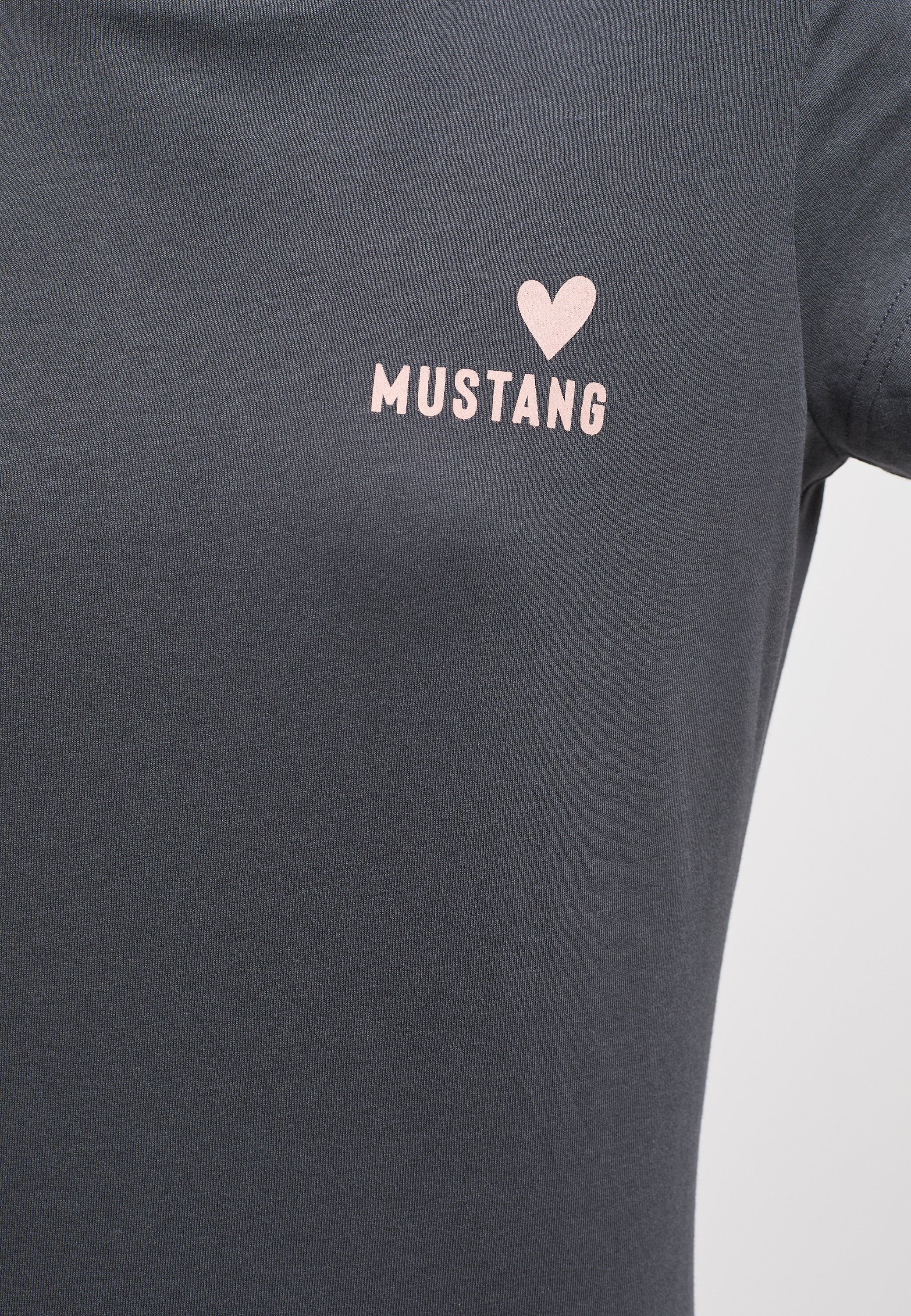 T-Shirt Mustang MUSTANG Kurzarmshirt T-Shirt dunkelgrau
