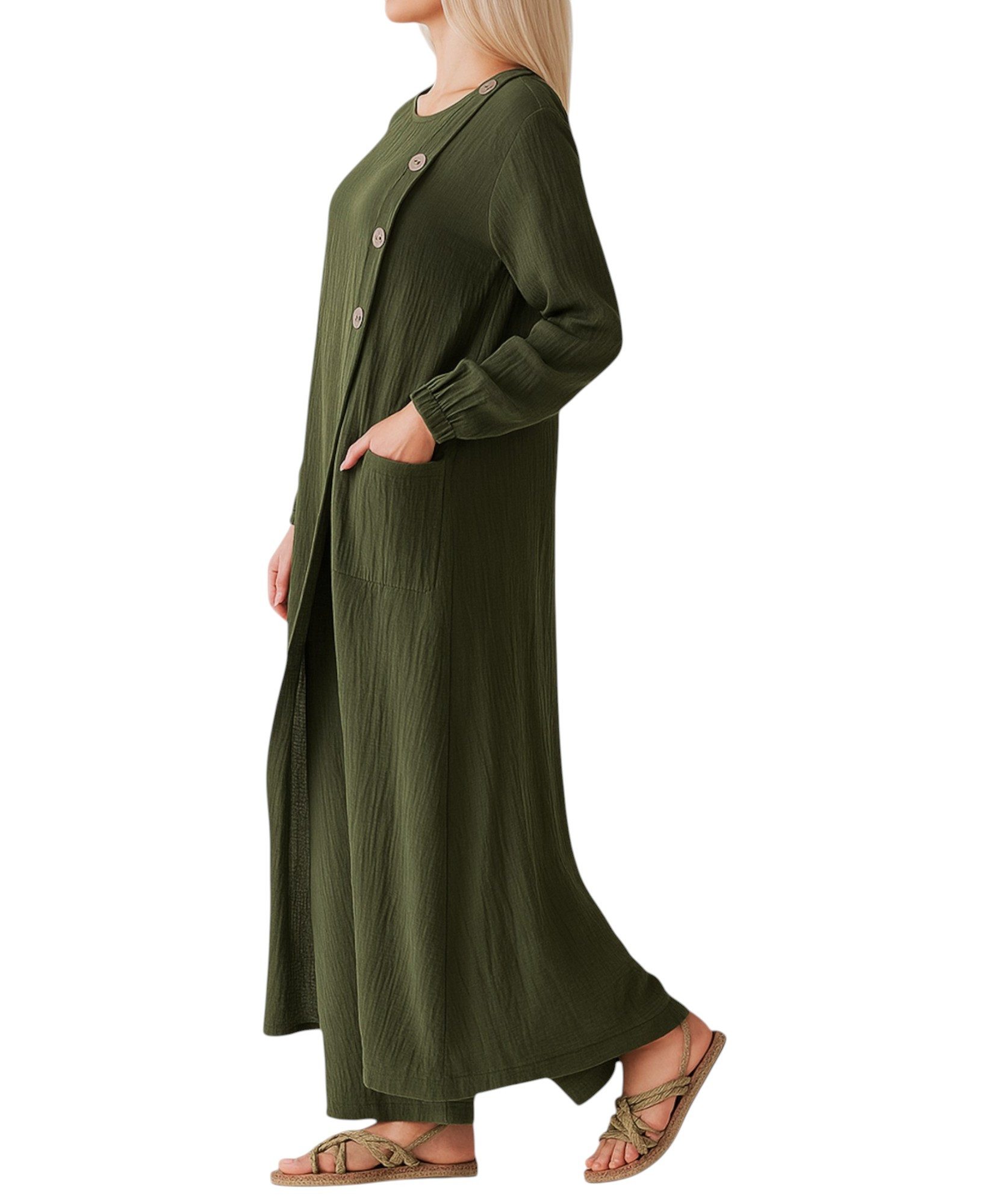 WENOR Longtunika Musselin mit Frontschlitz, Knopfdetail, 100 % Baumwolle, 1 günstig online kaufen