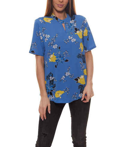 KAFFE Rundhalsshirt »KAFFE Kajama Blusenshirt verspielte Damen Druck-Bluse im Asia Stil Sommer-Shirt Blau«