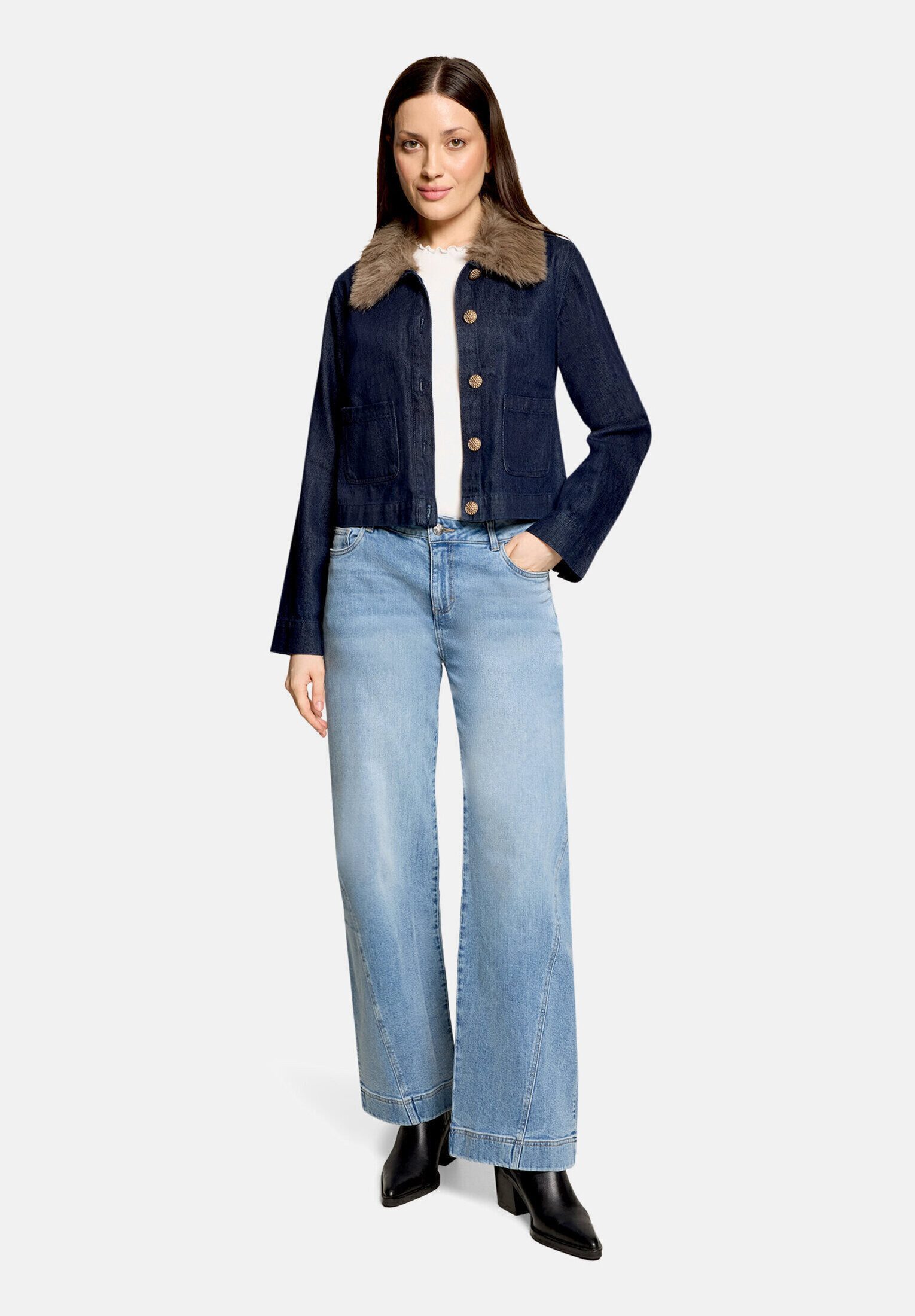 Cartoon Jackenblazer Damen mit Kunstfellkragen
