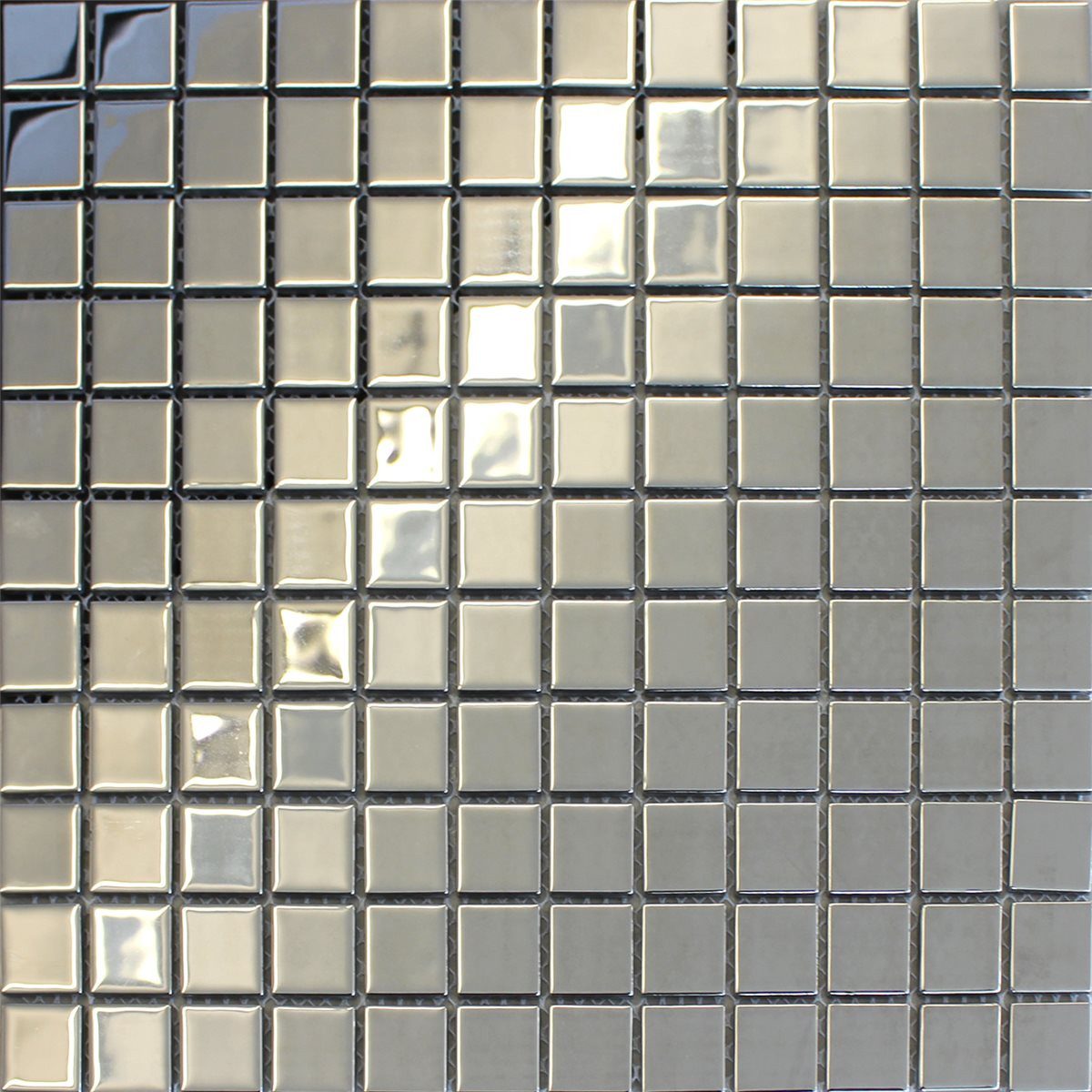 Mosafil Mosaikfliesen Glasmosaik Fliesen Alvor, Glas 32.700x30.200, silber, Verlegefertig auf ein Netz geklebt – Bild 3 von 4