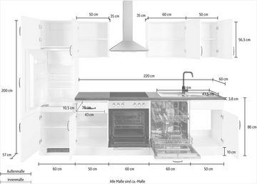 wiho Küchen Küchenzeile Erla, mit E-Geräten, Breite 280 cm