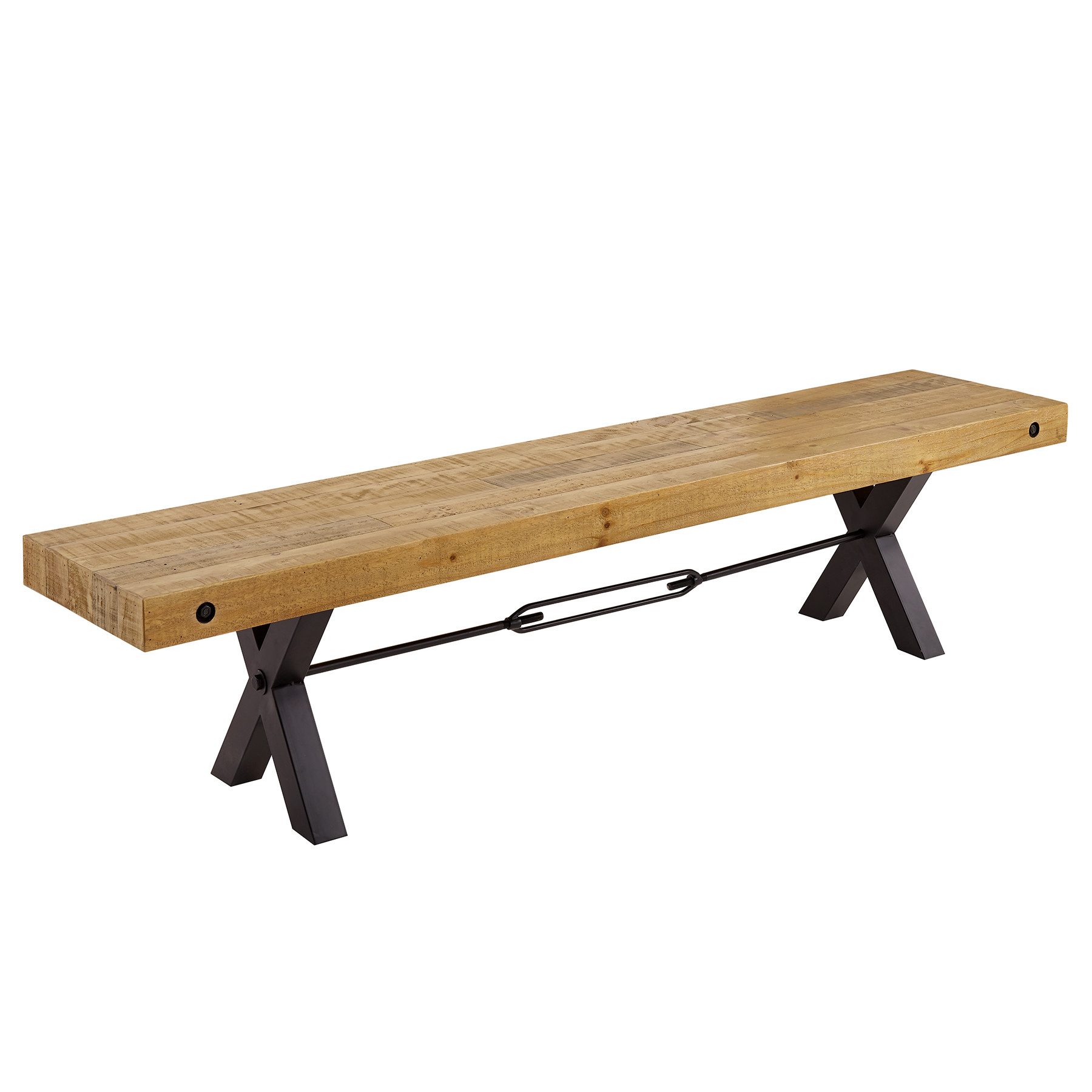 riess-ambiente Sitzbank THOR 200cm vintage braun / schwarz (Einzelartikel, 1-St), Esszimmer · Massivholz · Metall · Industrial Design