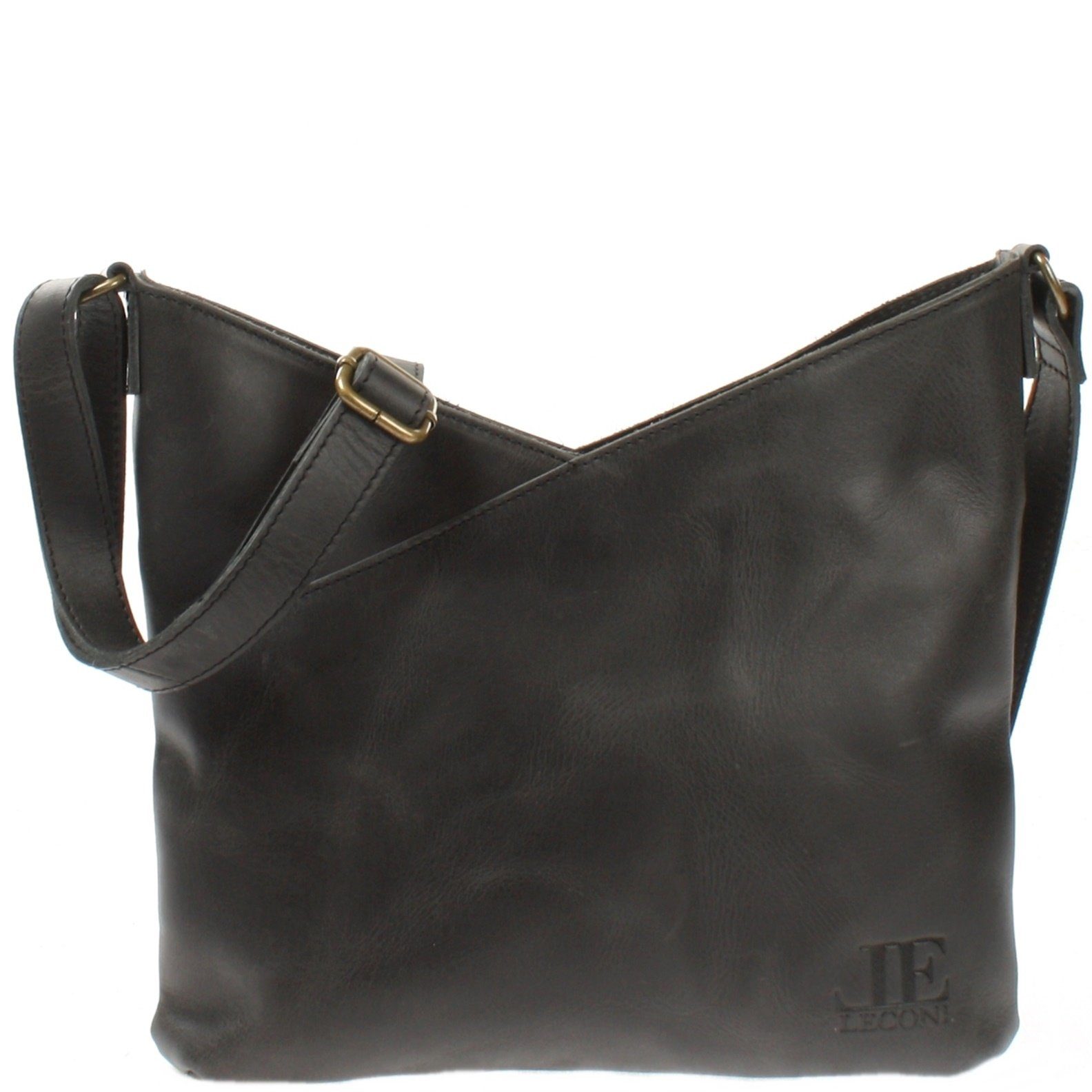 LECONI Umhängetasche Handtasche Ledertasche Damen Schultertasche Shopper Leder LE0065, Echtleder – 32×29 cm außen, 24 cm Mitte × 3 cm – verstellbarer Riemen