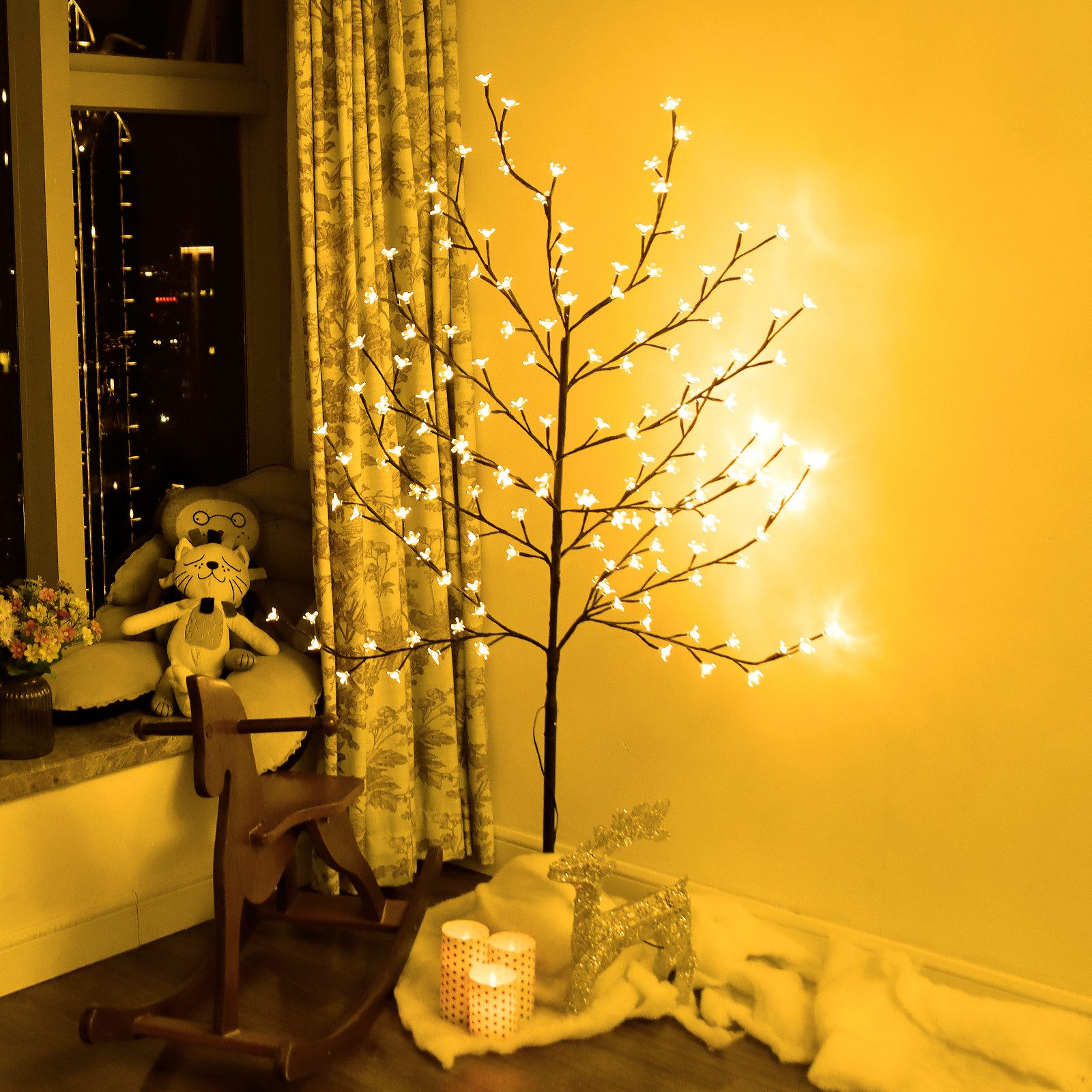 CCLIFE LED Baum Led Lichterbaum Innen Weihnachten Baum, Kirschblütenbaum Lichterdeko
