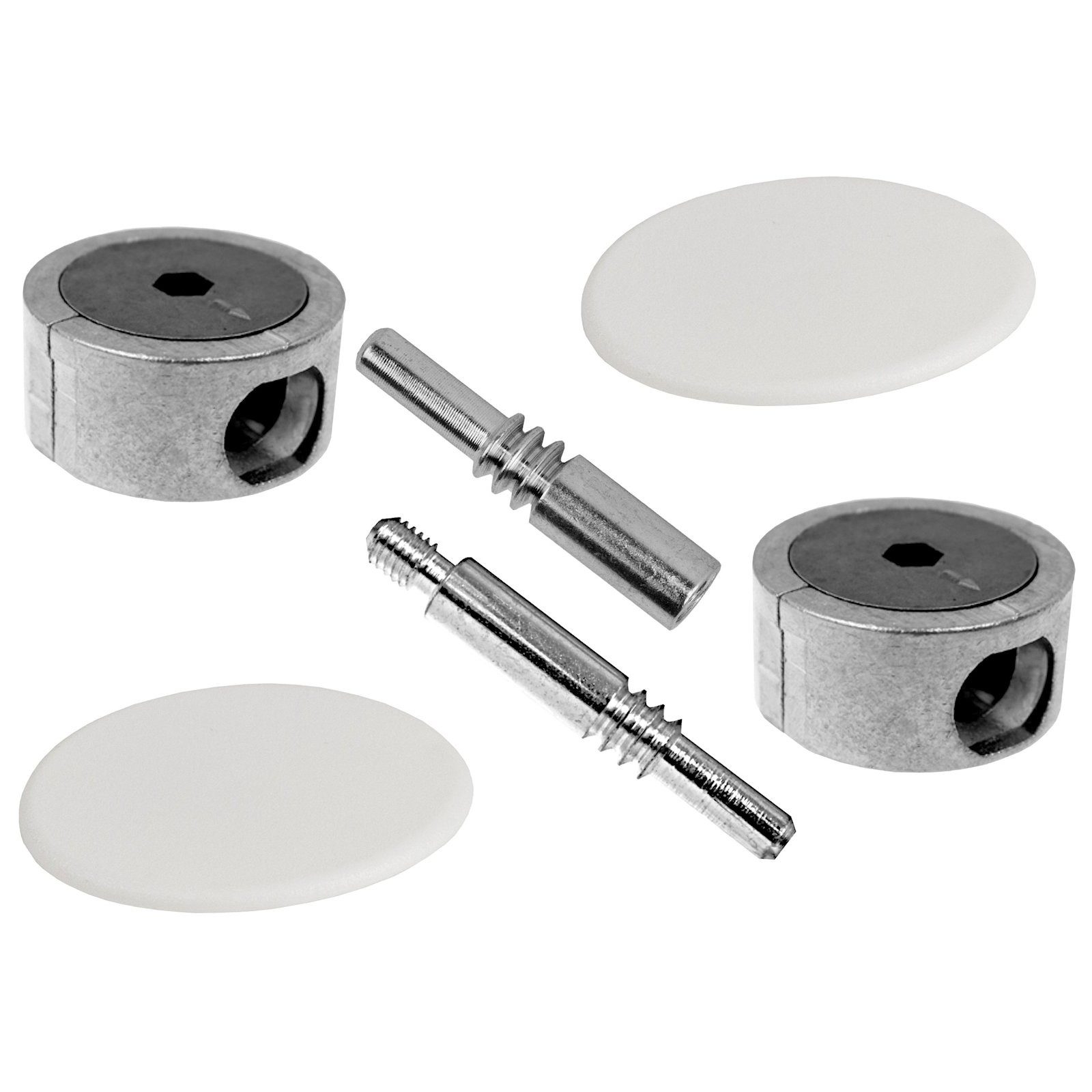 SO-TECH® Möbelbeschlag Plattenverbinder FUERTE für Holz- und Möbelkonstruktionen, Metall, Tiefe 64 mm, mit weißer Kunststoffabdeckung