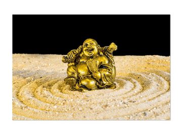 wandmotiv24 Leinwandbild Goldener Buddha im Zen-Kreis, Wellness (1 St), Wandbild, Wanddeko, Leinwandbilder in versch. Größen