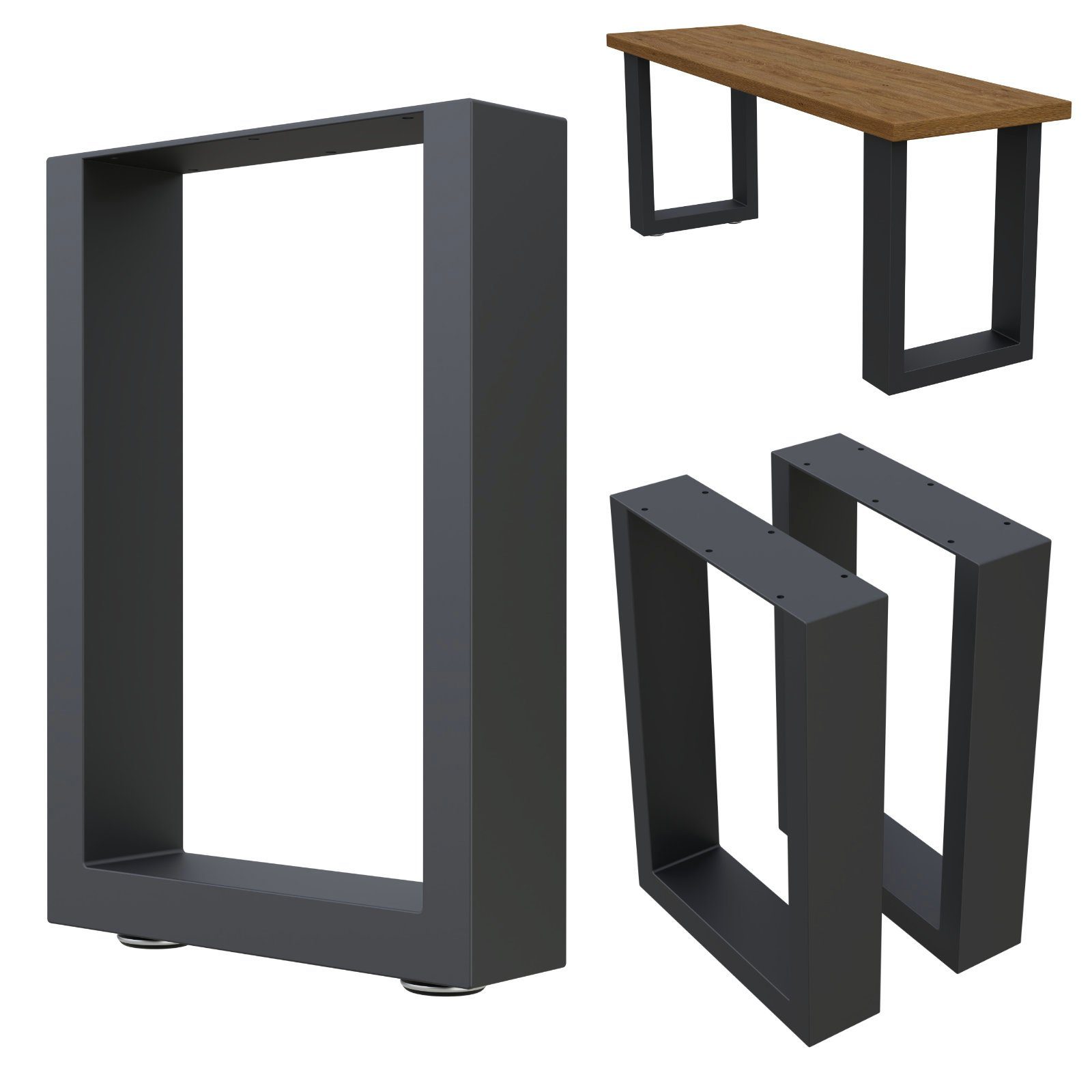 HAGO Tischbein HAGO24 Bankgestell & Tischgestell Grau 30x43cm robuste Tisch & Bank