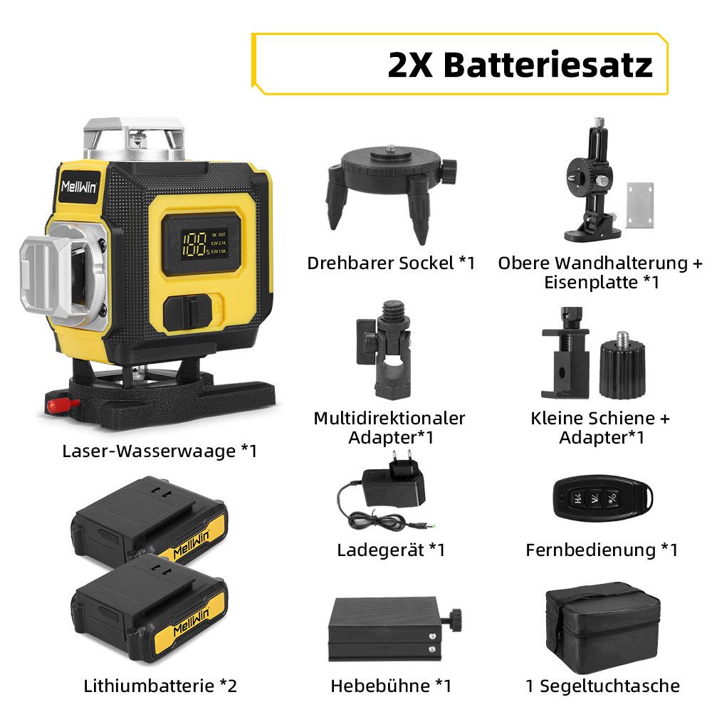 ONEVAN Laserwasserwaage 4D 16 Linien Kreuzlinienlaser günstig online kaufen