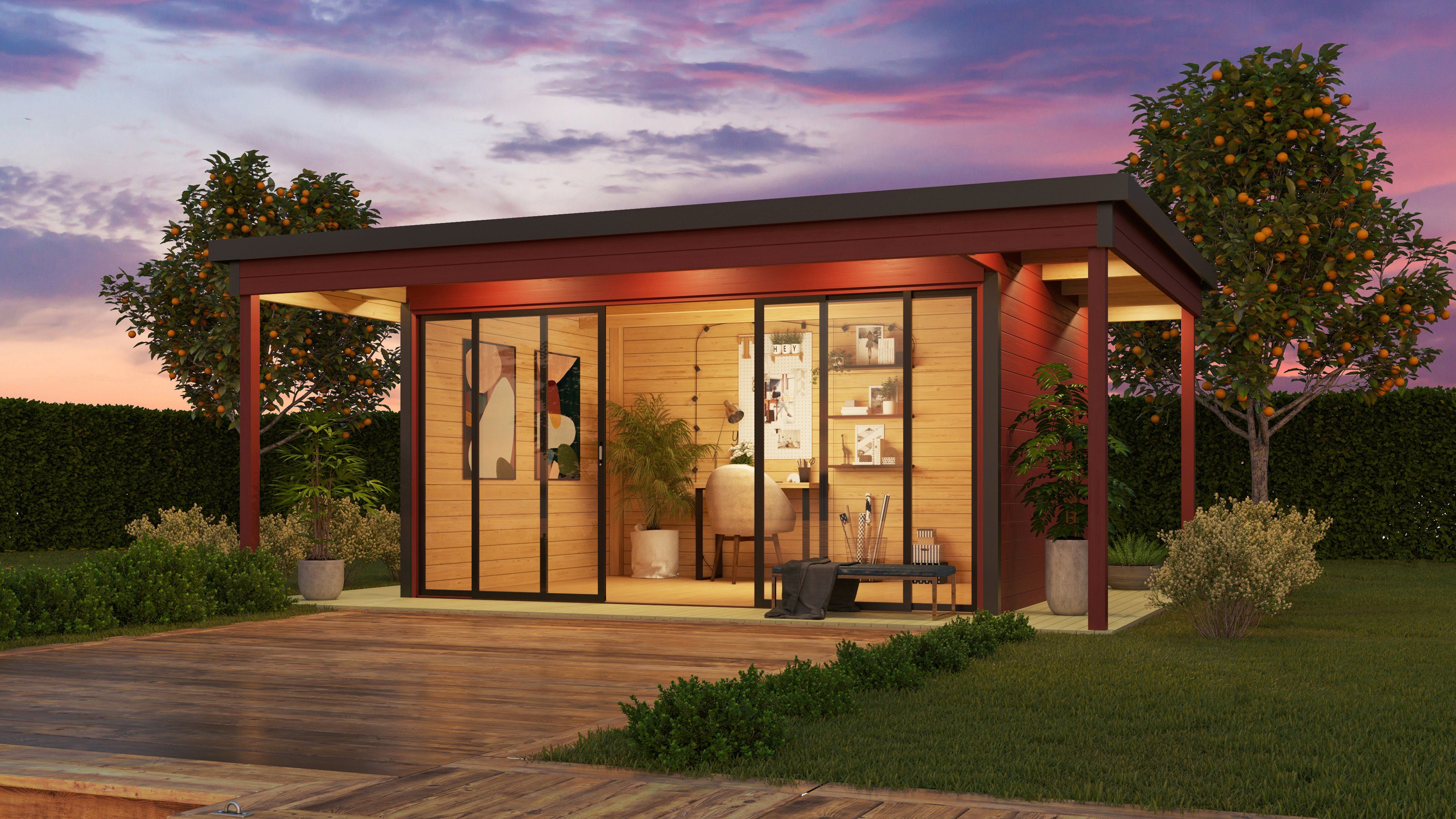 LASITA MAJA Gartenhaus DOMEO 4 LOGGIA, BxT: 597,6x421,5 cm, (Set), in verschiedenen Farben