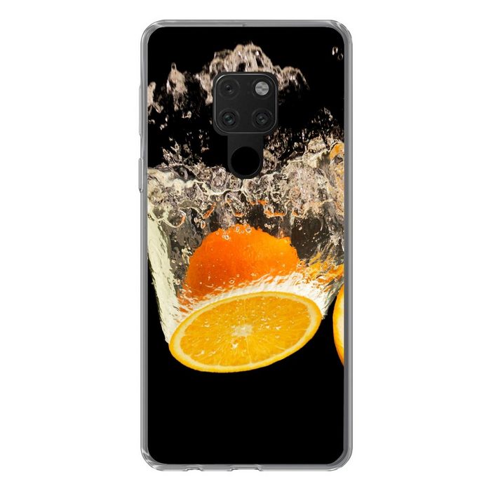 MuchoWow Handyhülle Orange - Stillleben - Wasser - Schwarz - Obst Phone Case Handyhülle Huawei Mate 20 Silikon Schutzhülle
