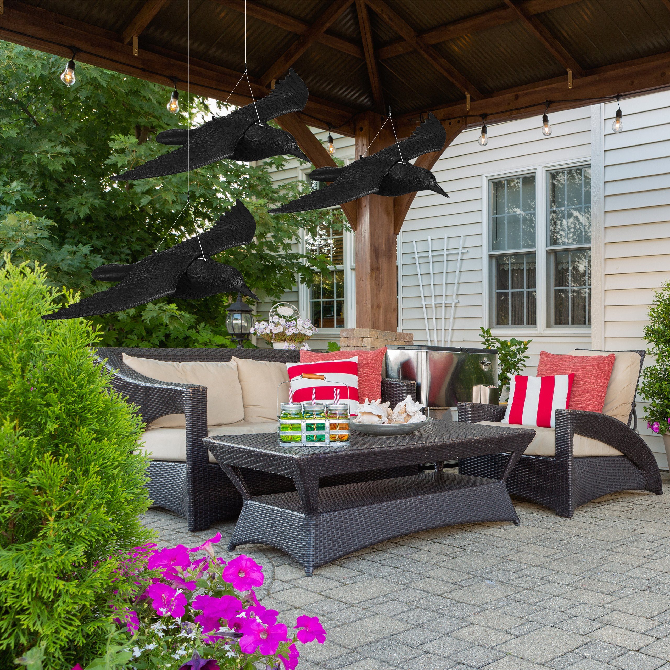 relaxdays Gartenfigur Vogelschreck Krähe im 3er Set, (3 St) – Bild 2 von 5