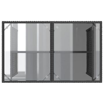 vidaXL Gartentisch Gartentisch mit Glasplatte Schwarz 110x68x70 cm Poly Rattan