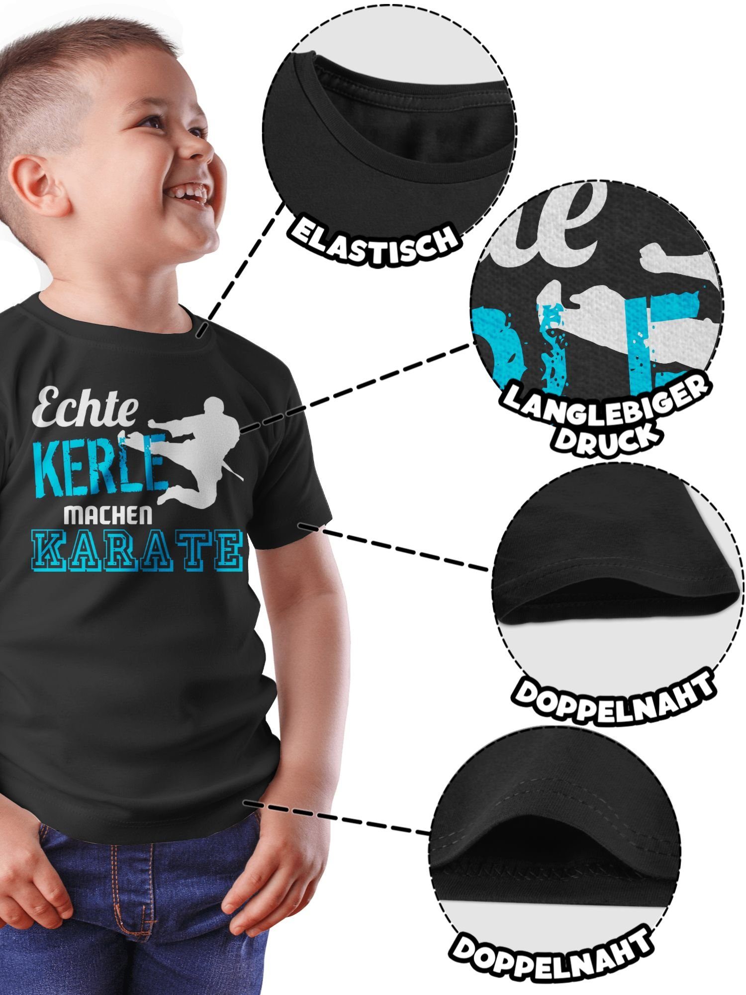 Schwarz Kerle 2 Kleidung Echte machen Shirtracer Kinder Sport Karate T-Shirt