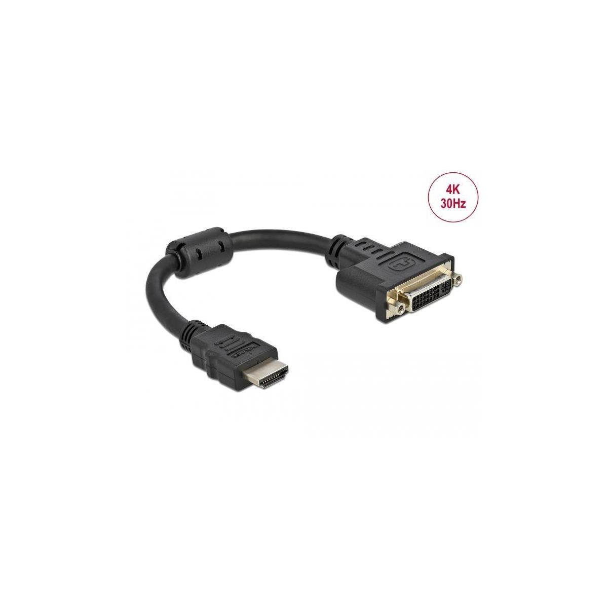 Delock Adapter HDMI 4K 30 DVI 24+5 Hz HDMI zu HDMI-A, 20 Stecker cm) Buchse cm Computer-Kabel, (20,00