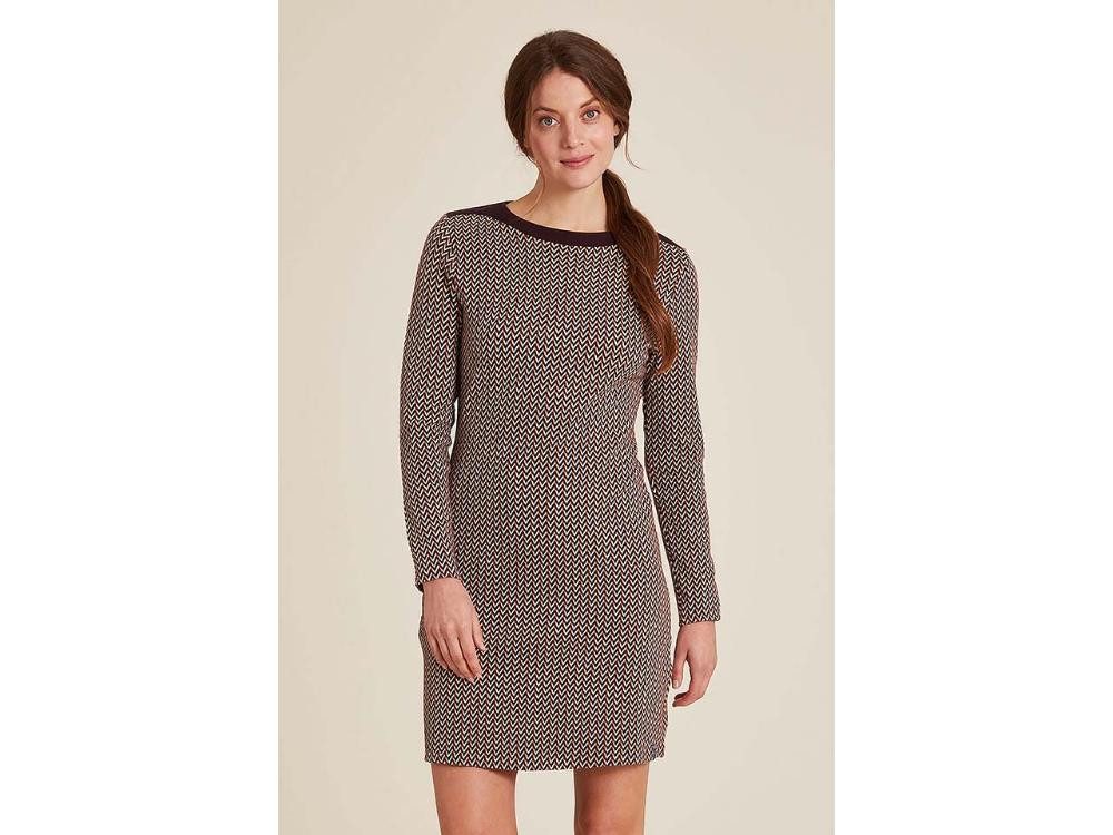 Jerseykleid tranquillo Bio-Damen-Midi-Kleid mit abgesetztem Au